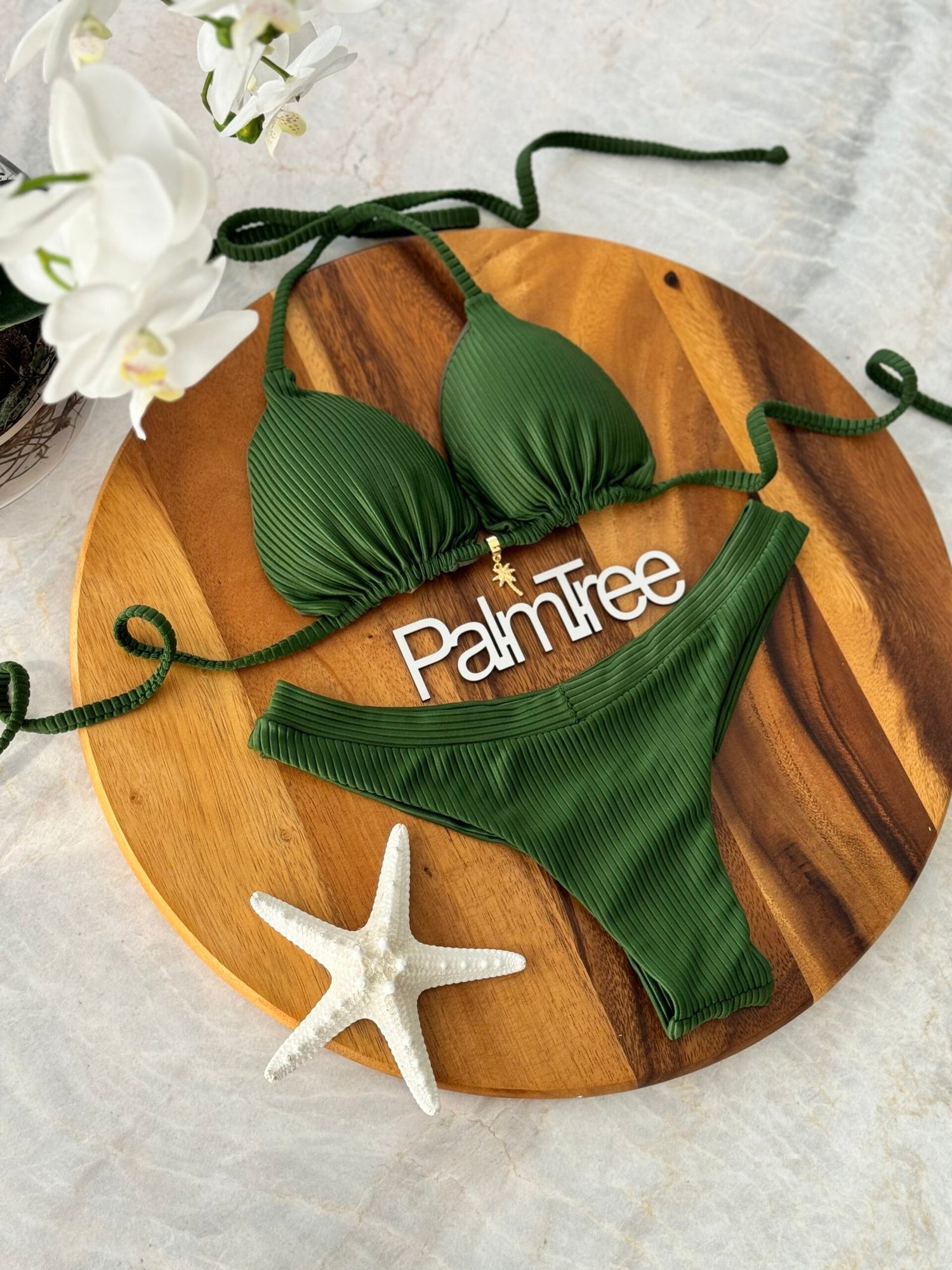 Tulum Shimmer Ribbed Triangle Bikini Set Ribbed
