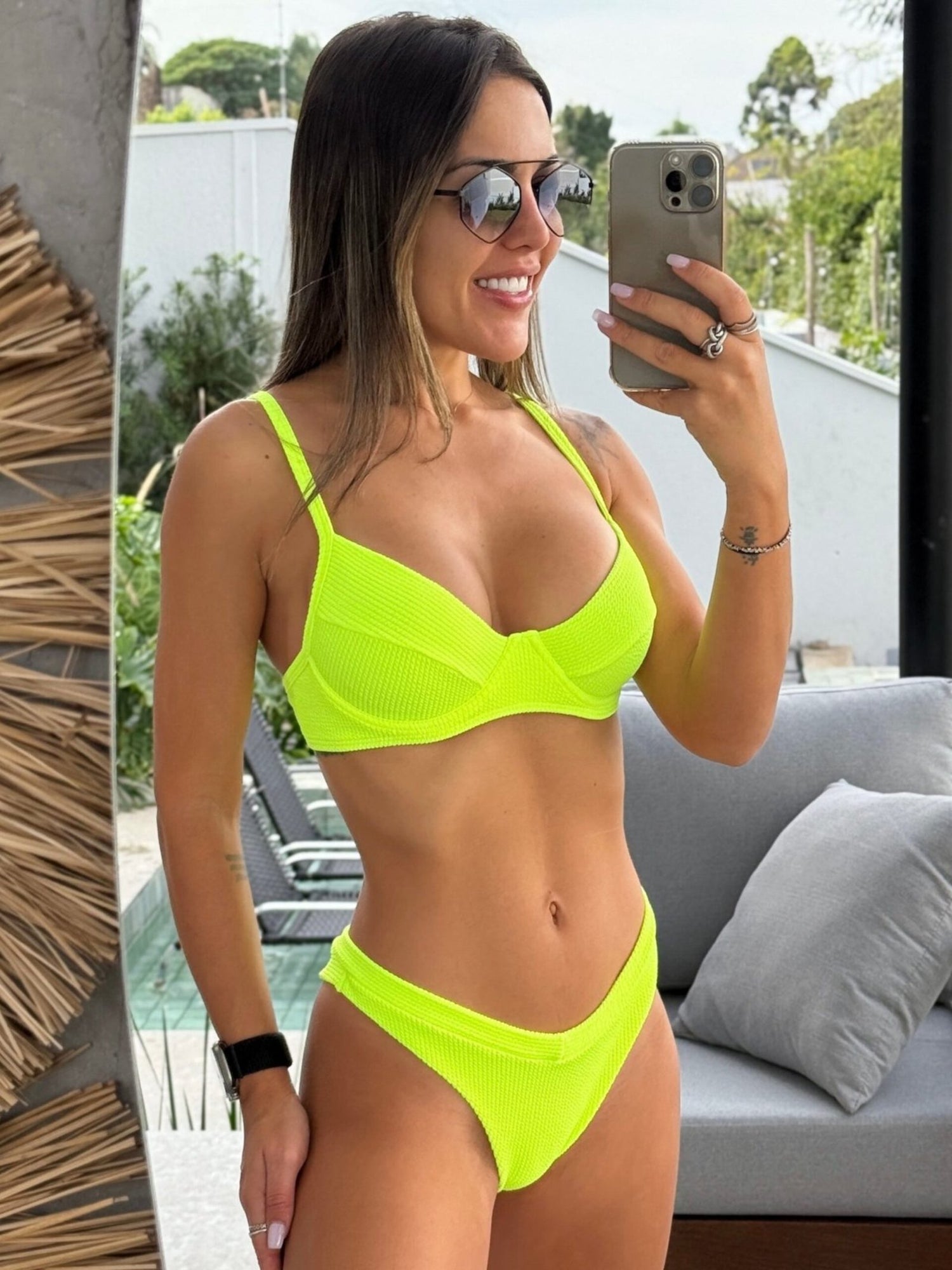 Maldives Neon Crinkle Underwire Bra Bikini Set