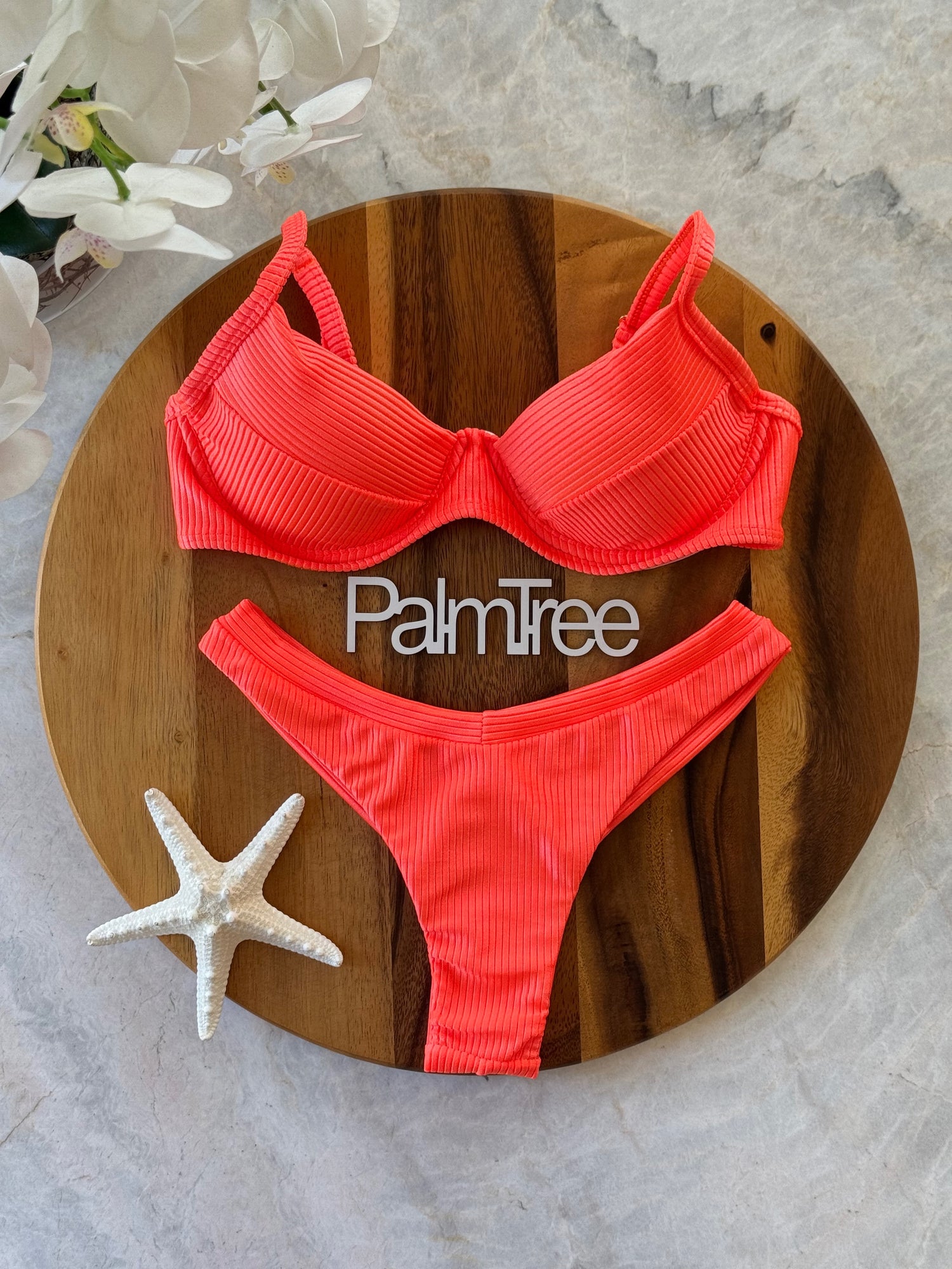 Maldives Neon Shimmer Ribbed Underwire Bra Bikini Set