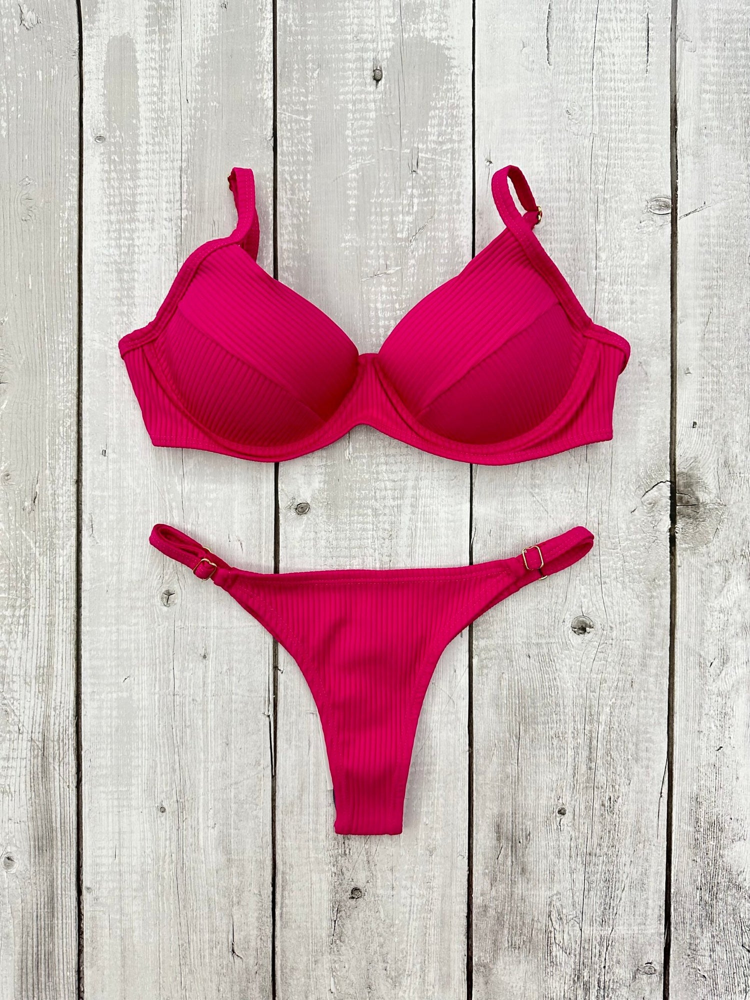 Marbella Ribbed Underwire Bra Bikini Set