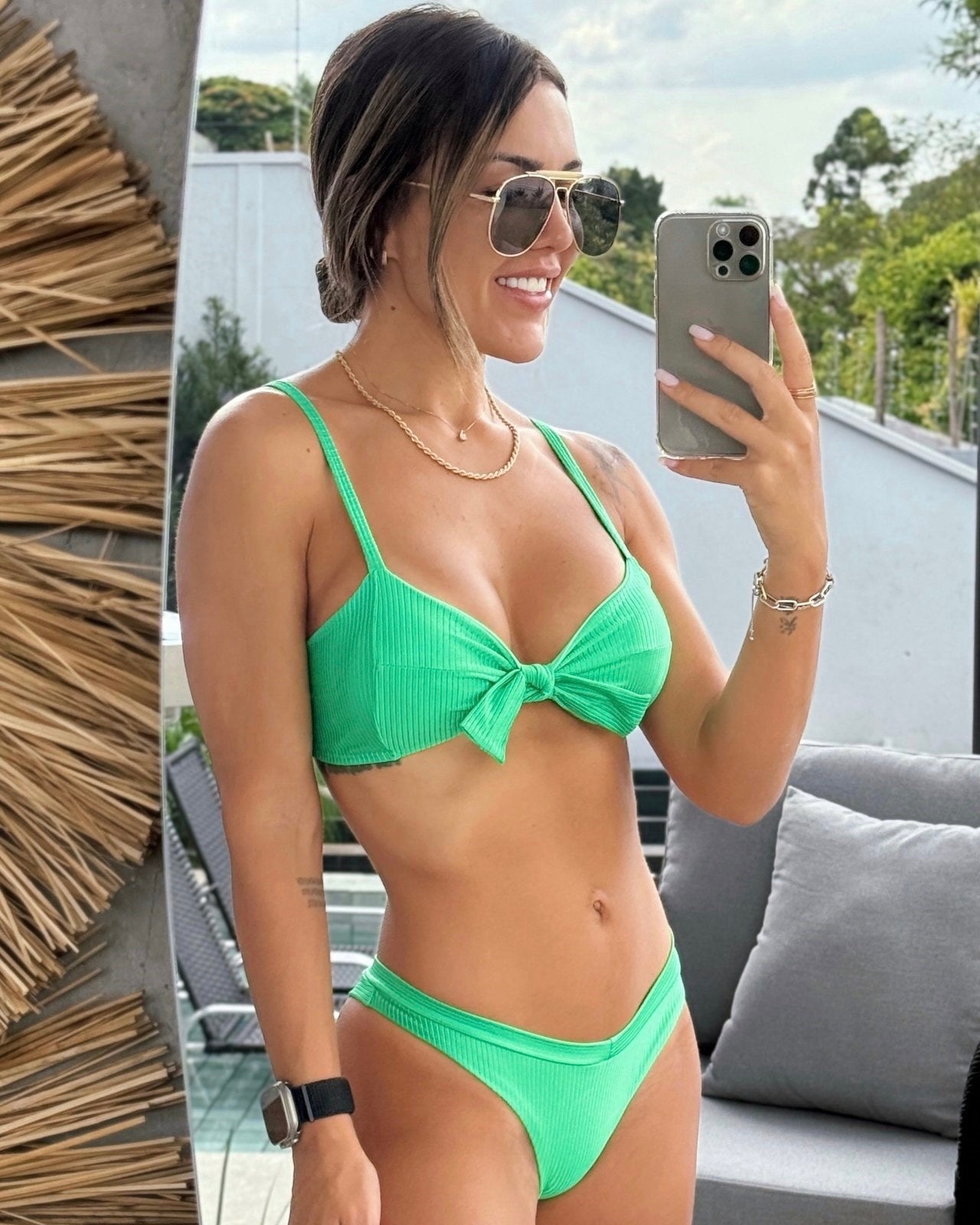 Mallorca Front-Tie Ribbed Bikini Set