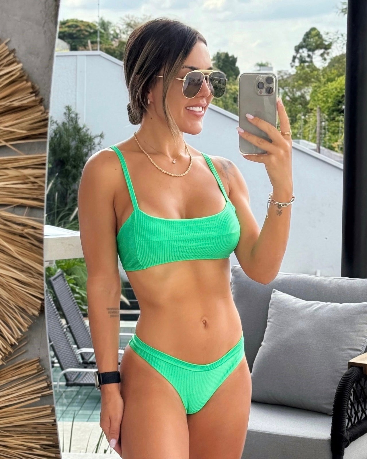 Mallorca Front-Tie Ribbed Bikini Set