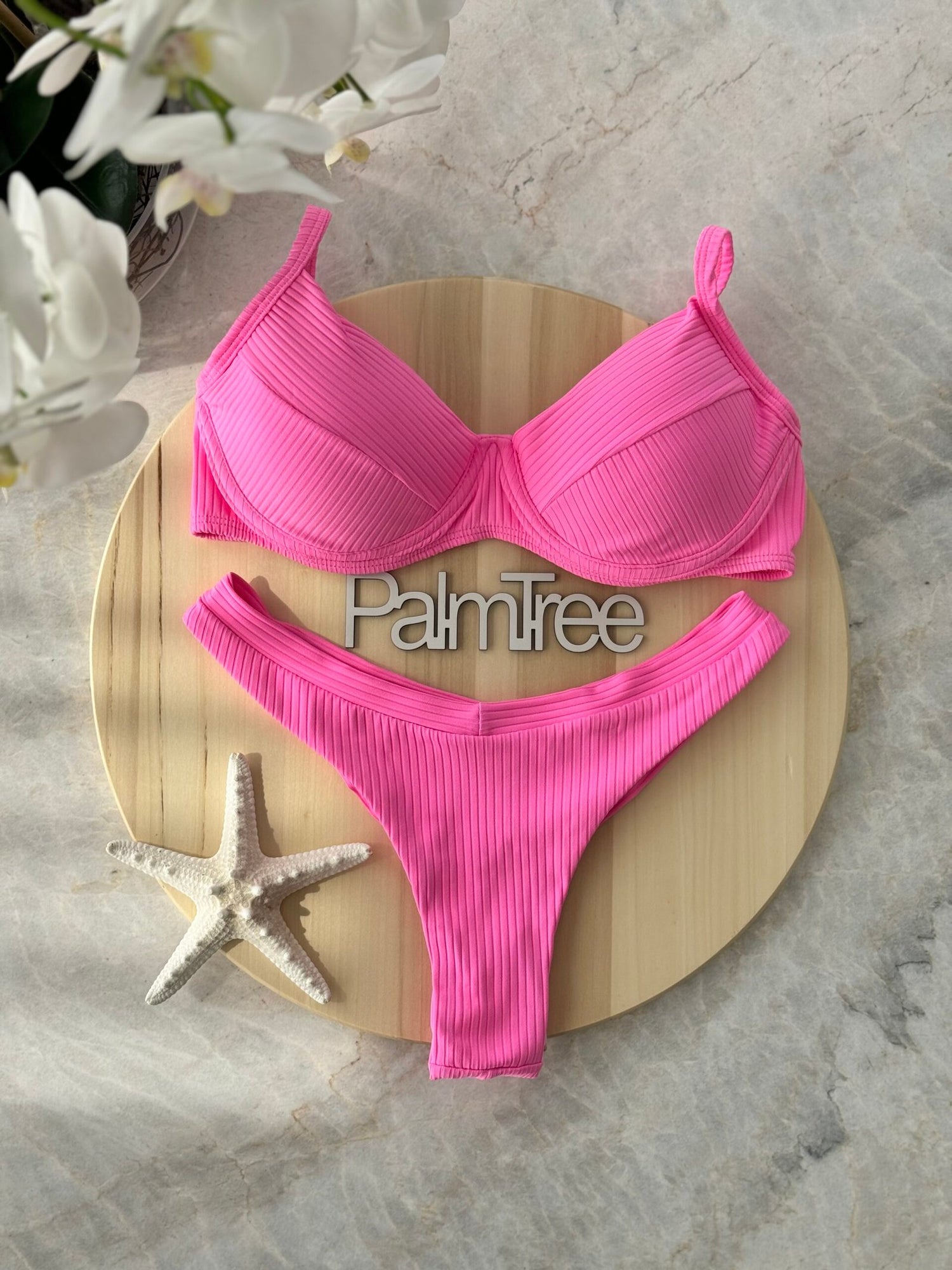 Maldives Candy Ribbed Underwire Bra Bikini Set