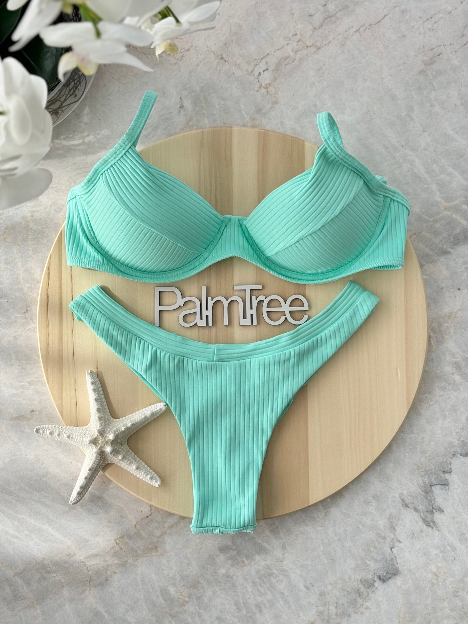 Maldives Candy Ribbed Underwire Bra Bikini Set