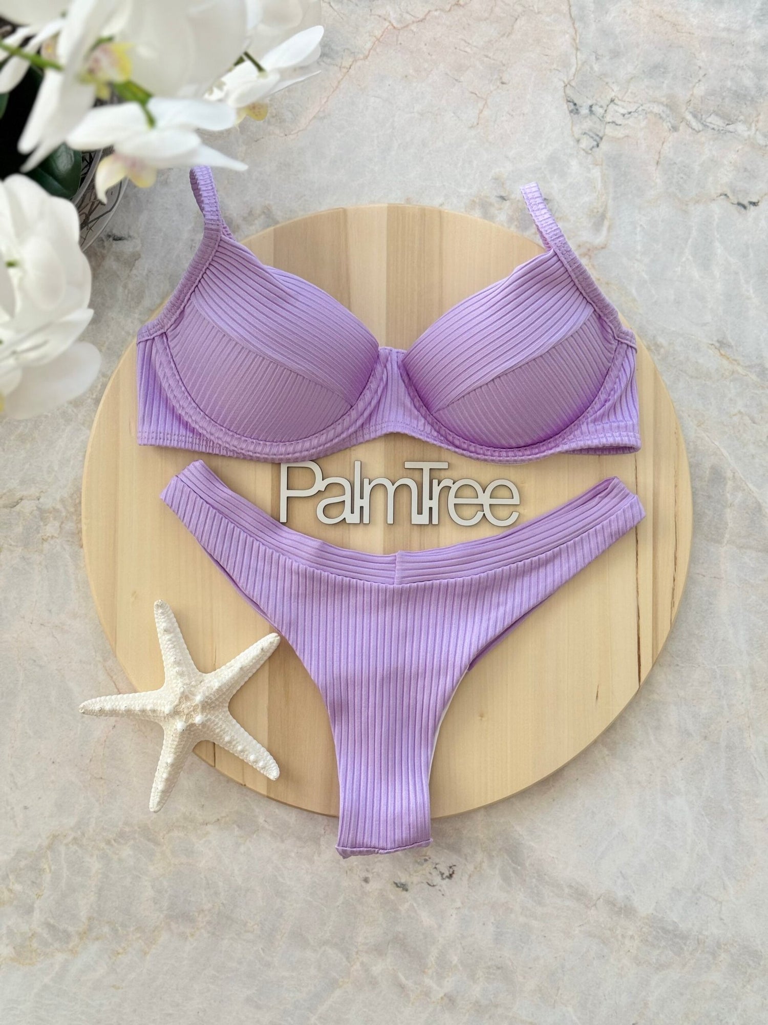 Maldives Candy Ribbed Underwire Bra Bikini Set