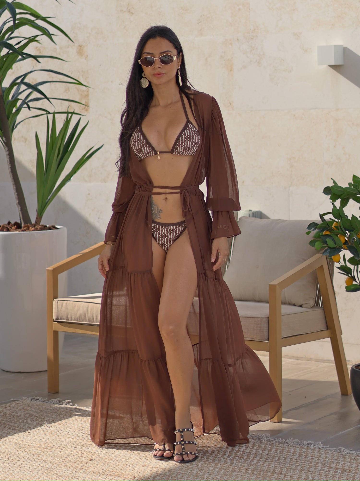 Cancun II Textured Triangle Bikini Set