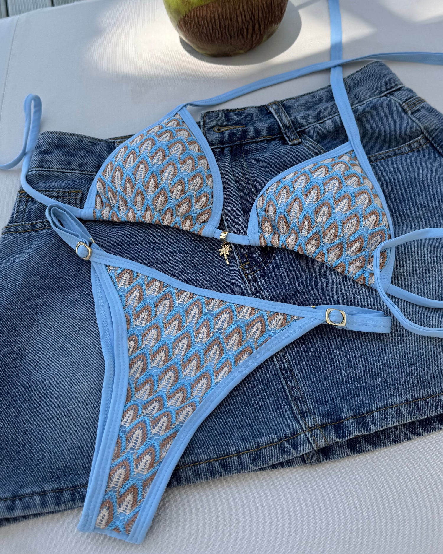 Cancun II Shell Lace Triangle Bikini Set