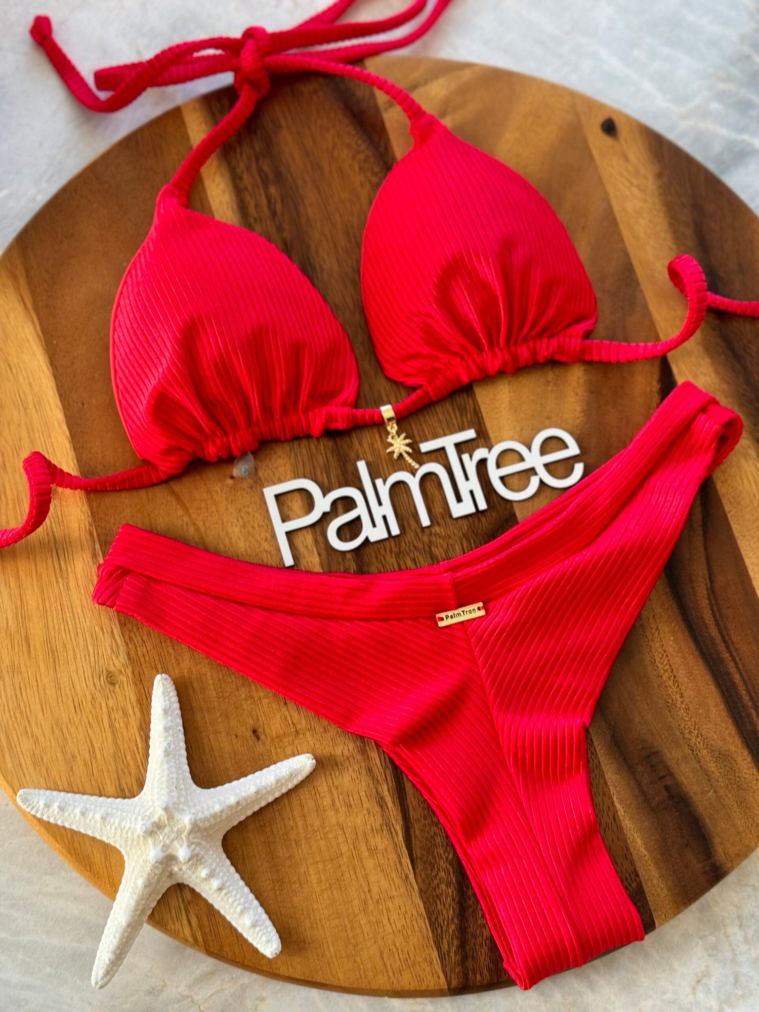 Tulum Shimmer Ribbed Triangle Bikini Set Ribbed