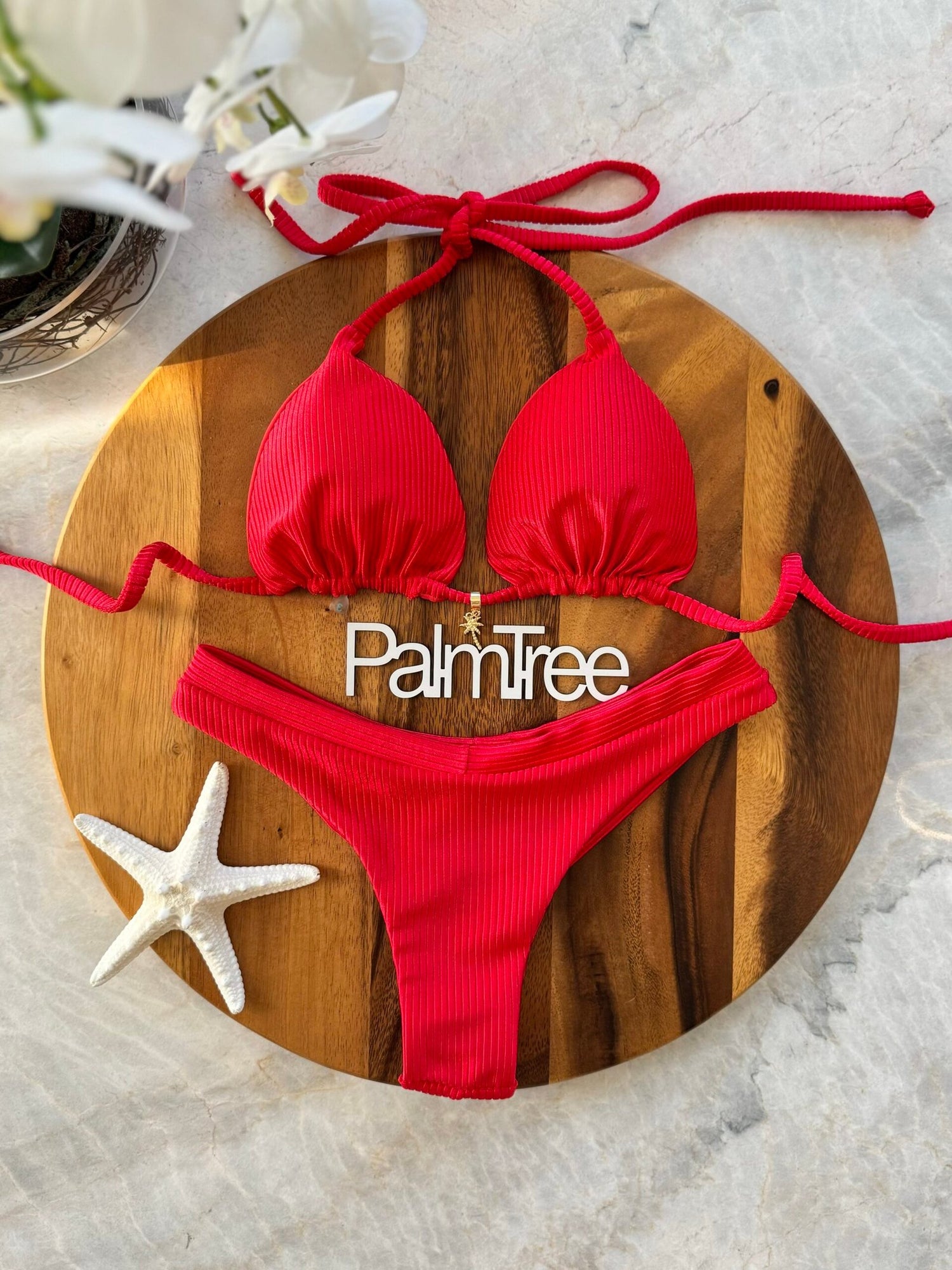 Tulum Shimmer Ribbed Triangle Bikini Set Ribbed
