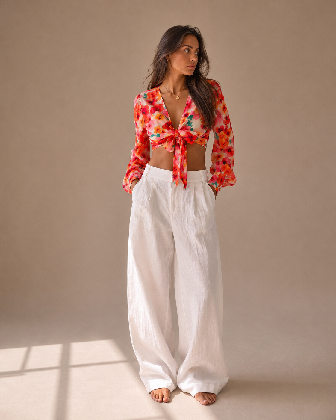 Santorini High-Waisted Wide-Leg Linen Pants