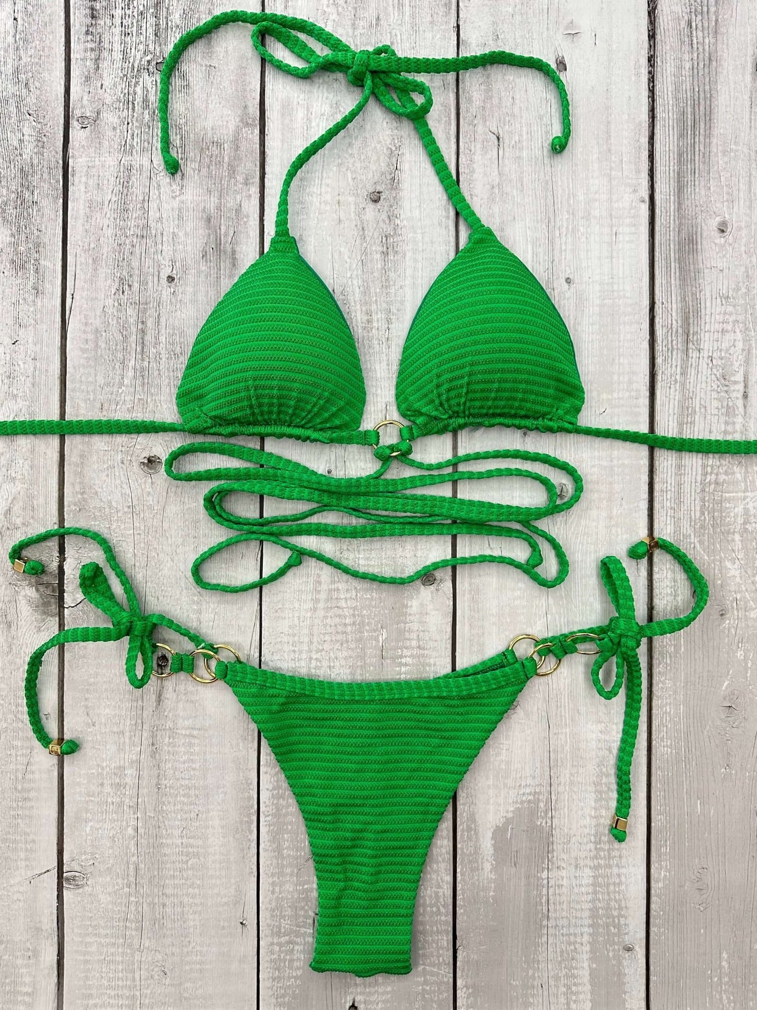 Dubai Textured Triangle Bikini Set
