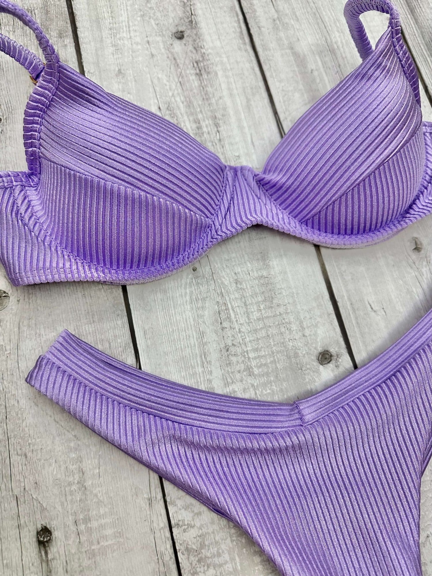 Maldives Shimmer Ribbed Underwire Bra Bikini Set