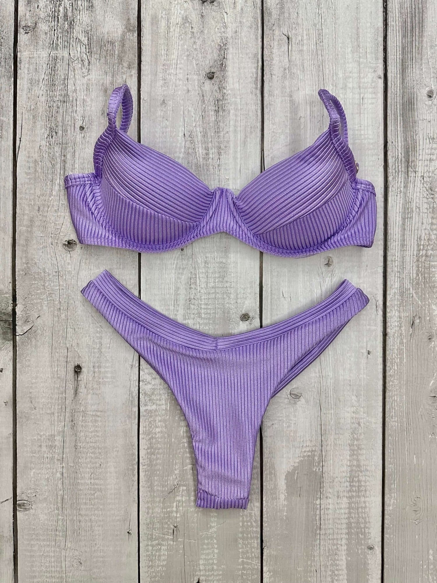 Maldives Shimmer Ribbed Underwire Bra Bikini Set