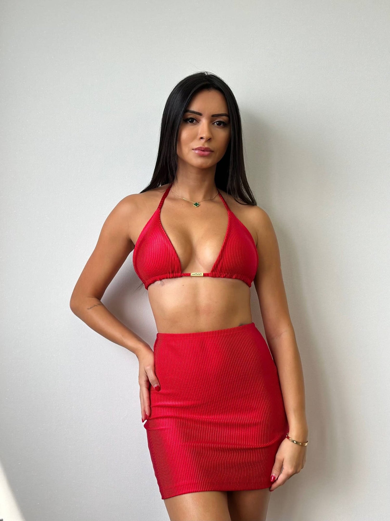 Maldives Shimmer Ribbed Mini Skirt