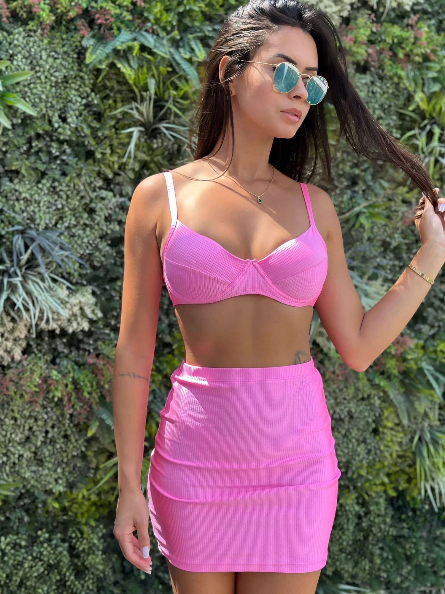 Maldives Shimmer Ribbed Mini Skirt
