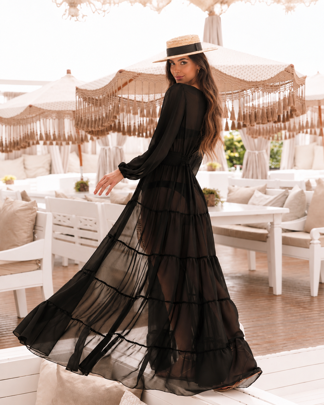 Monaco Luxury Sheer Silk Chiffon Beach Dress