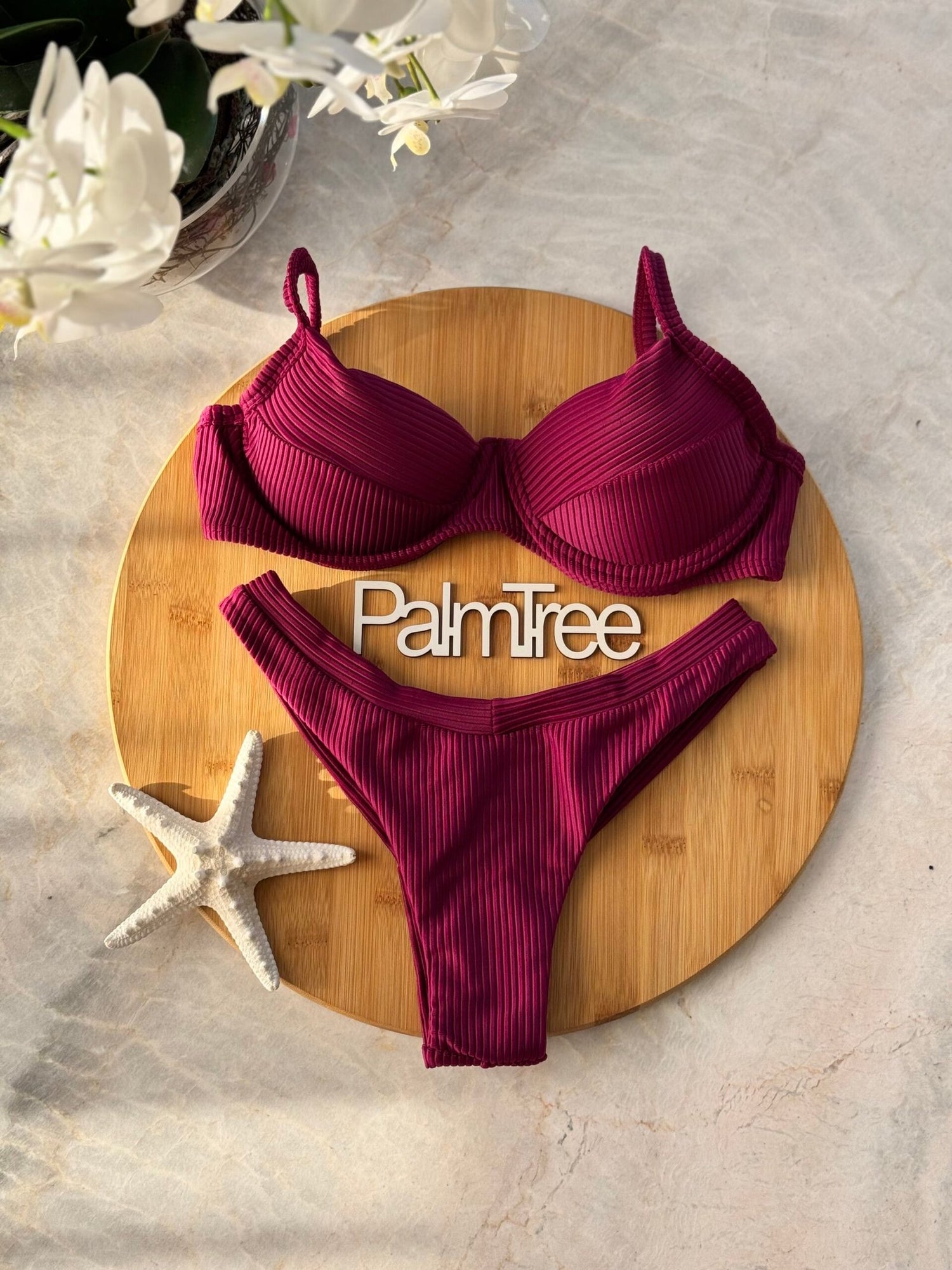 Maldives Shimmer Ribbed Underwire Bra Bikini Set