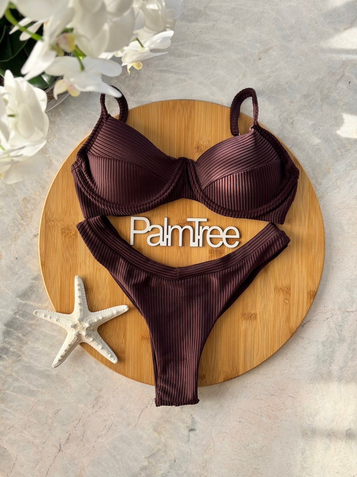 Maldives Shimmer Ribbed Underwire Bra Bikini Set