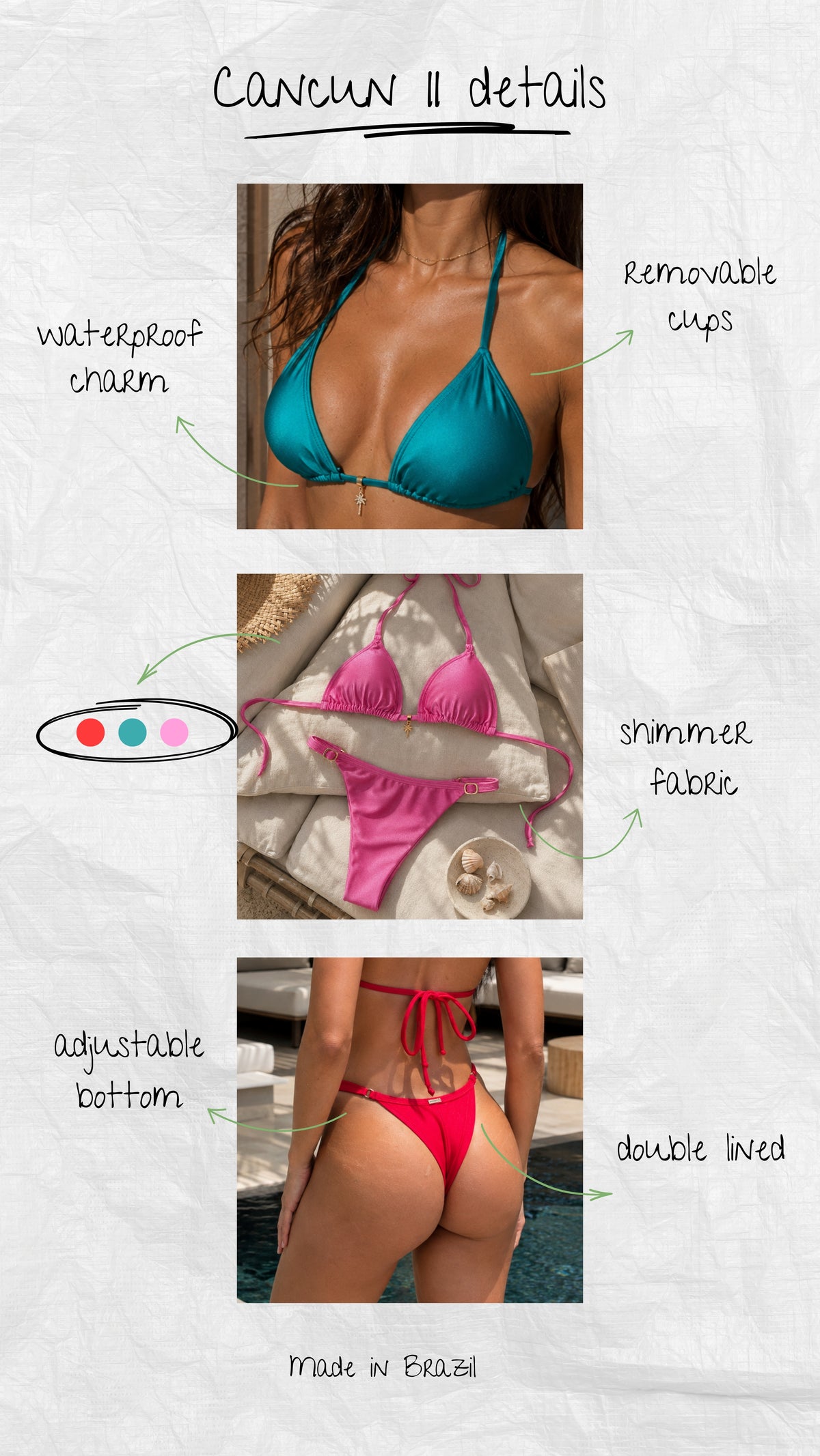 Cancun II Shimmer Triangle Bikini Set