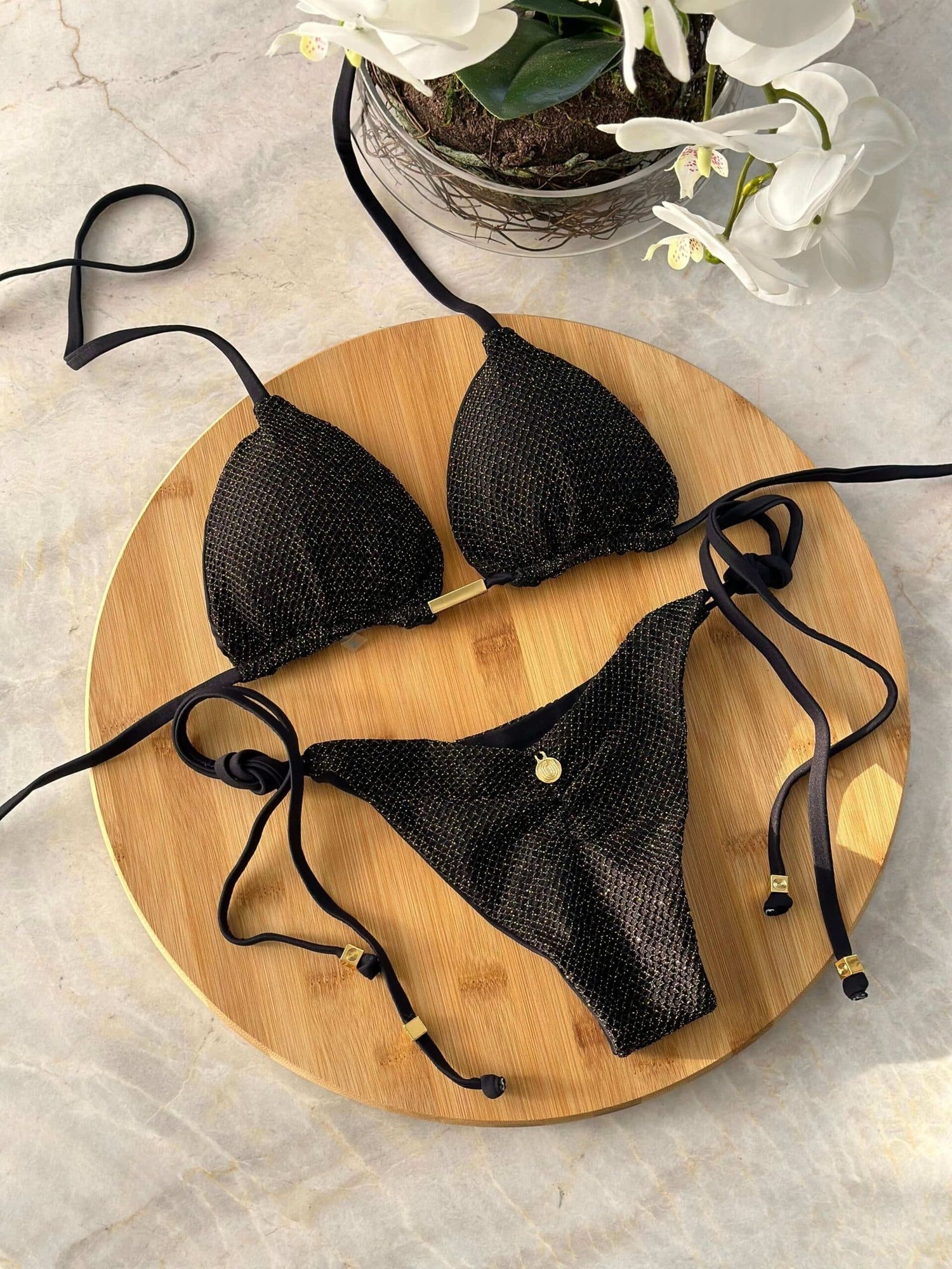 Rio Glitter Triangle Ruched Tie-Side Bikini Set