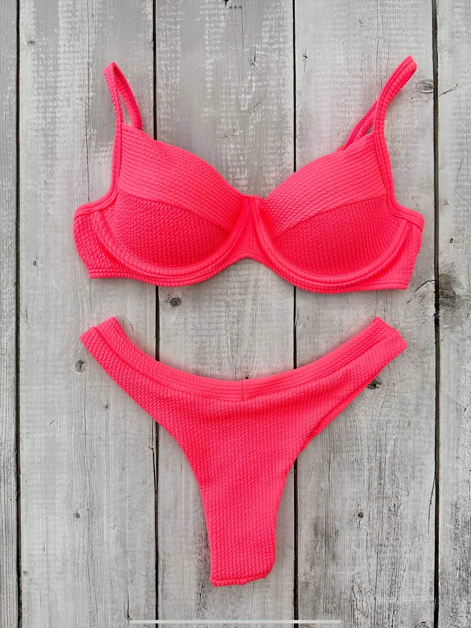 Maldives Neon Crinkle Underwire Bra Bikini Set