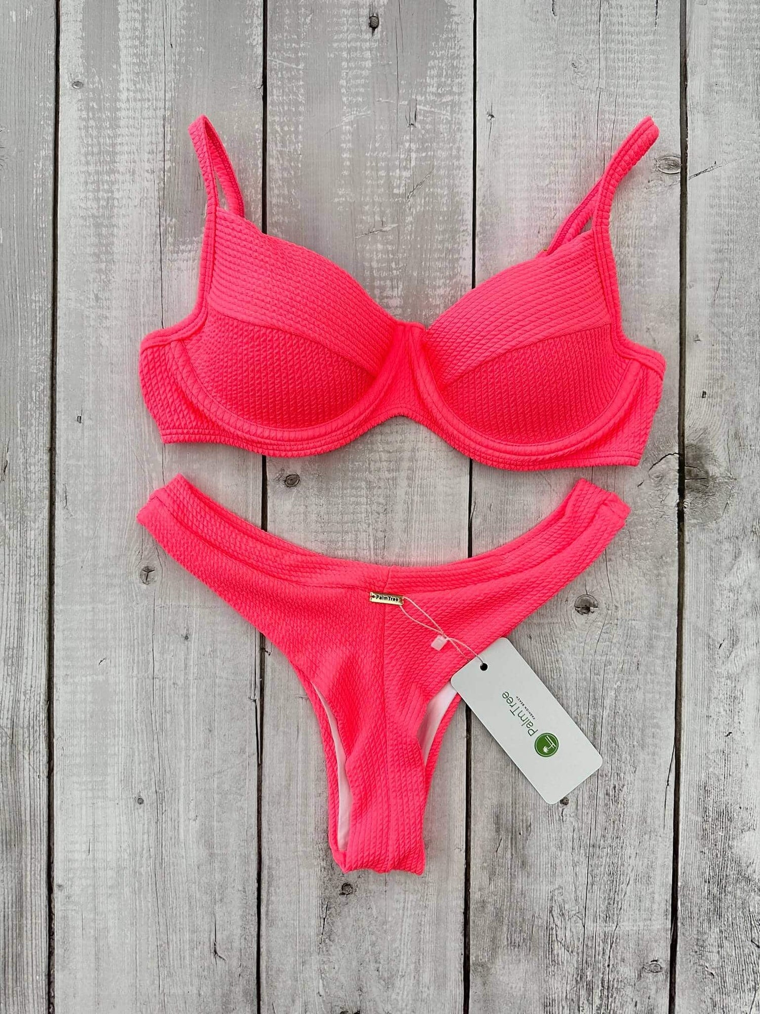 Maldives Neon Crinkle Underwire Bra Bikini Set