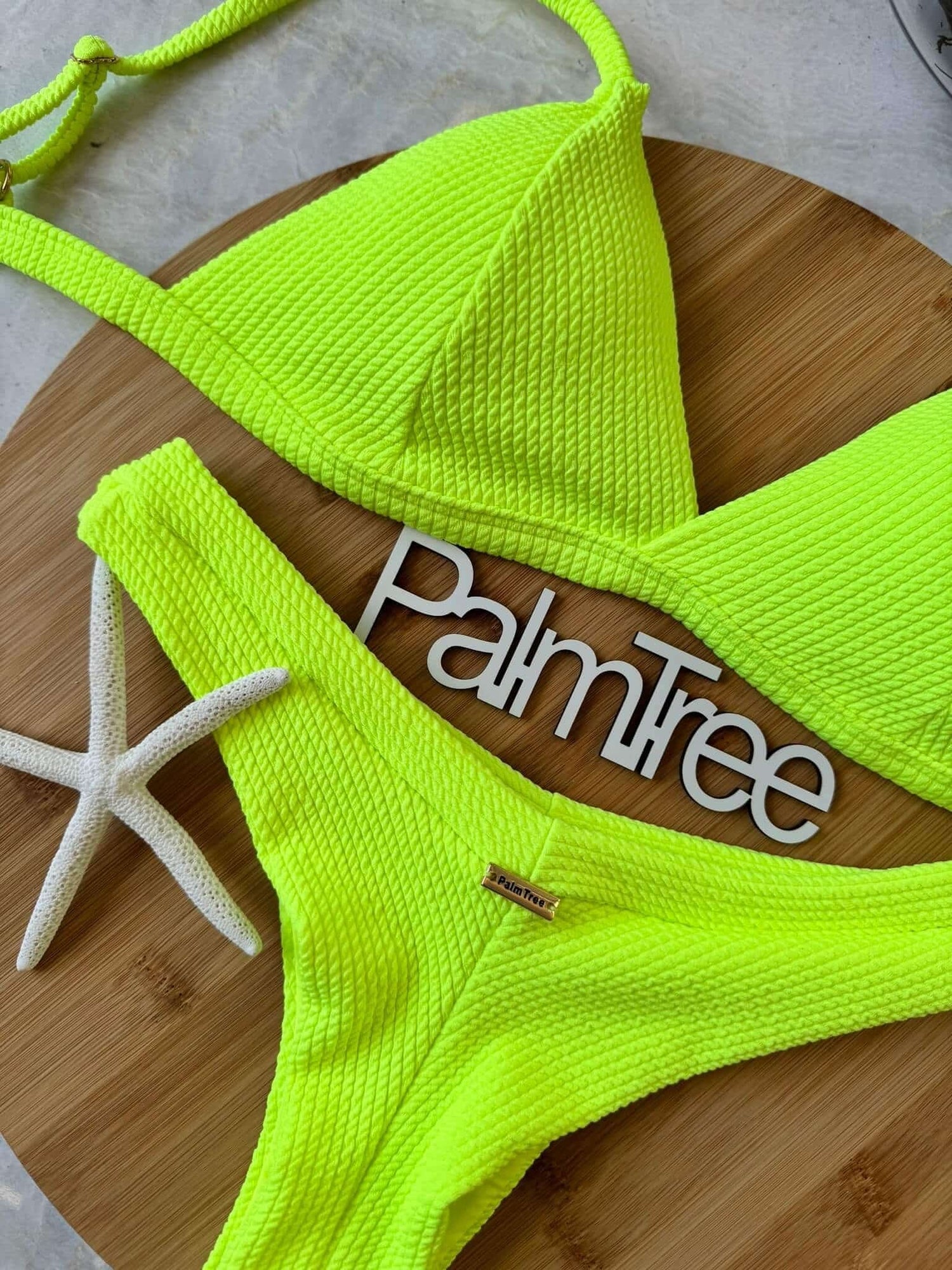 Fiji Neon Crinkle Triangle Bikini Set