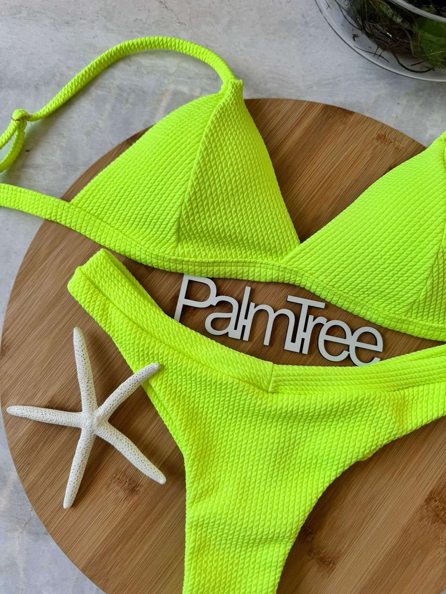Fiji Neon Crinkle Triangle Bikini Set