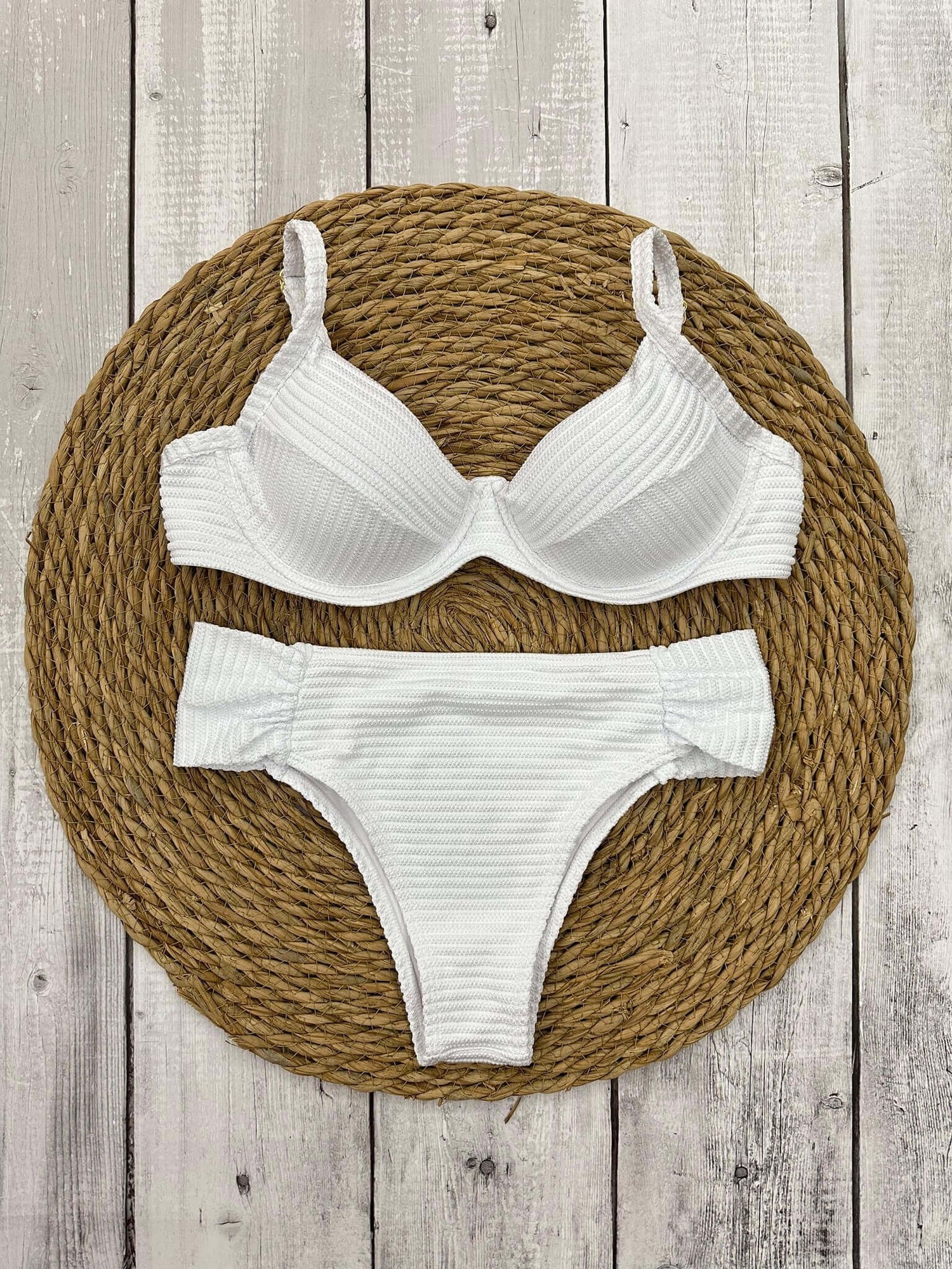 Santorini Textured High Waisted Bikini Set