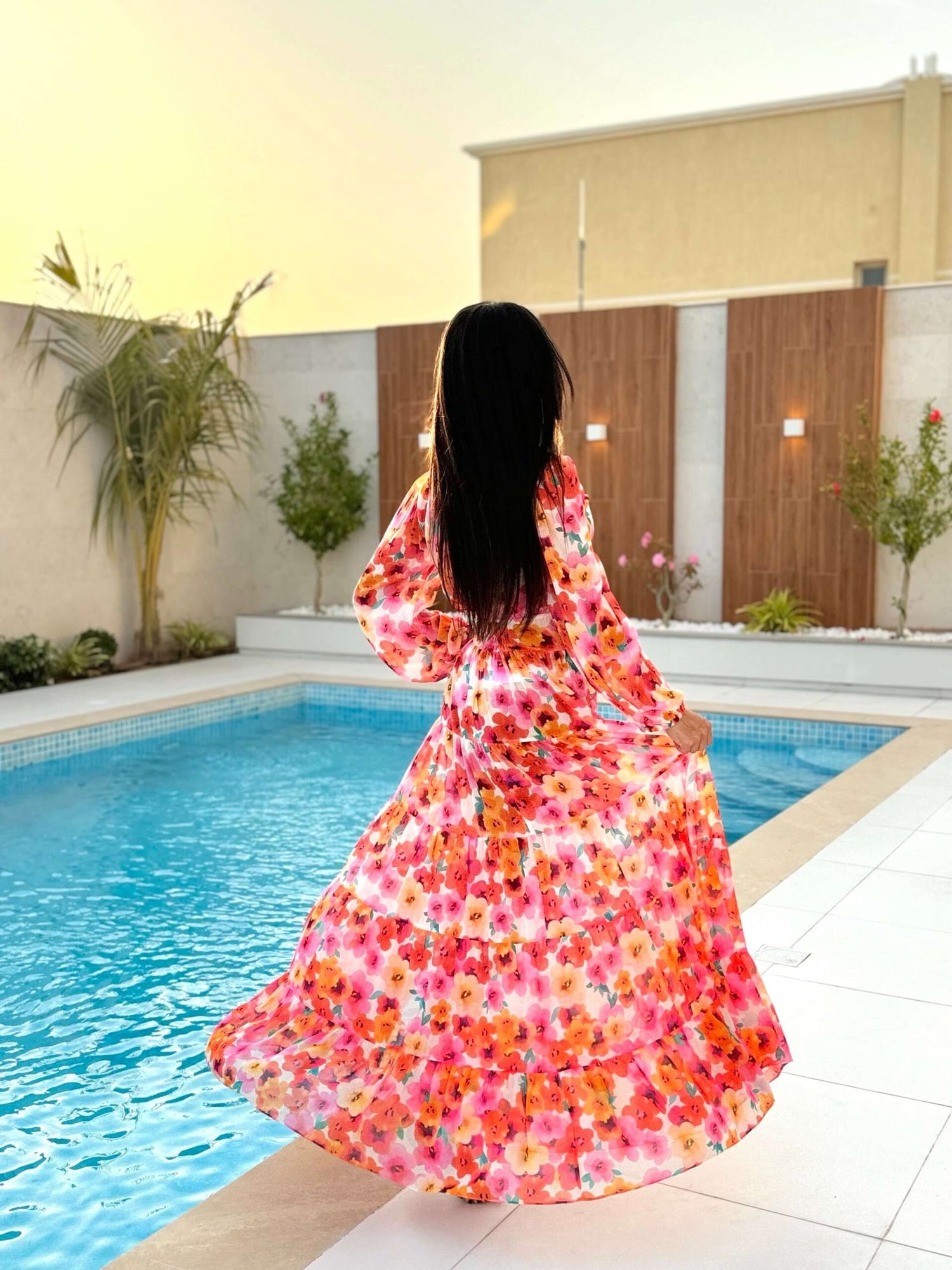 Monaco Beach Dress in Floral Sheer Silk Chiffon