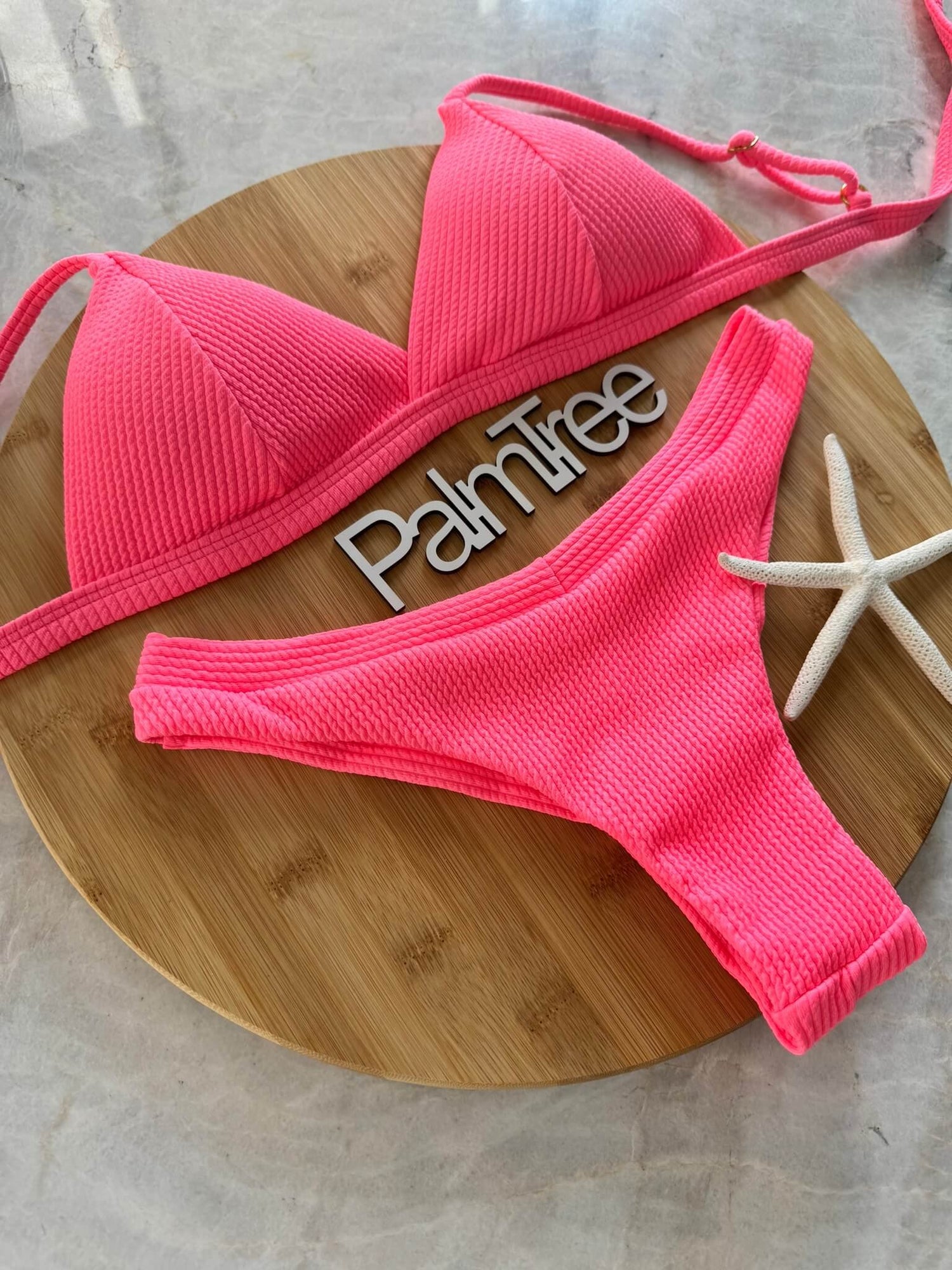 Fiji Neon Crinkle Triangle Bikini Set