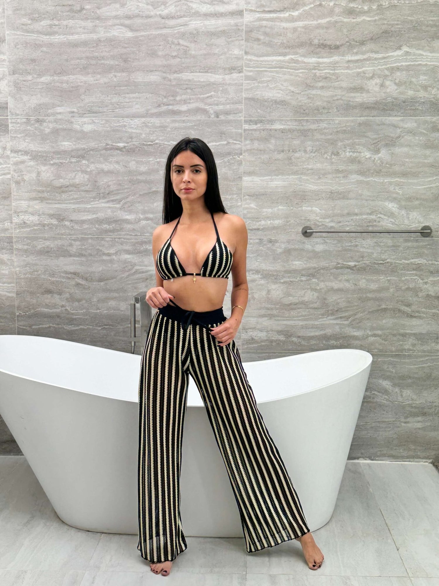 Tulum Striped Crochet Beach Pants