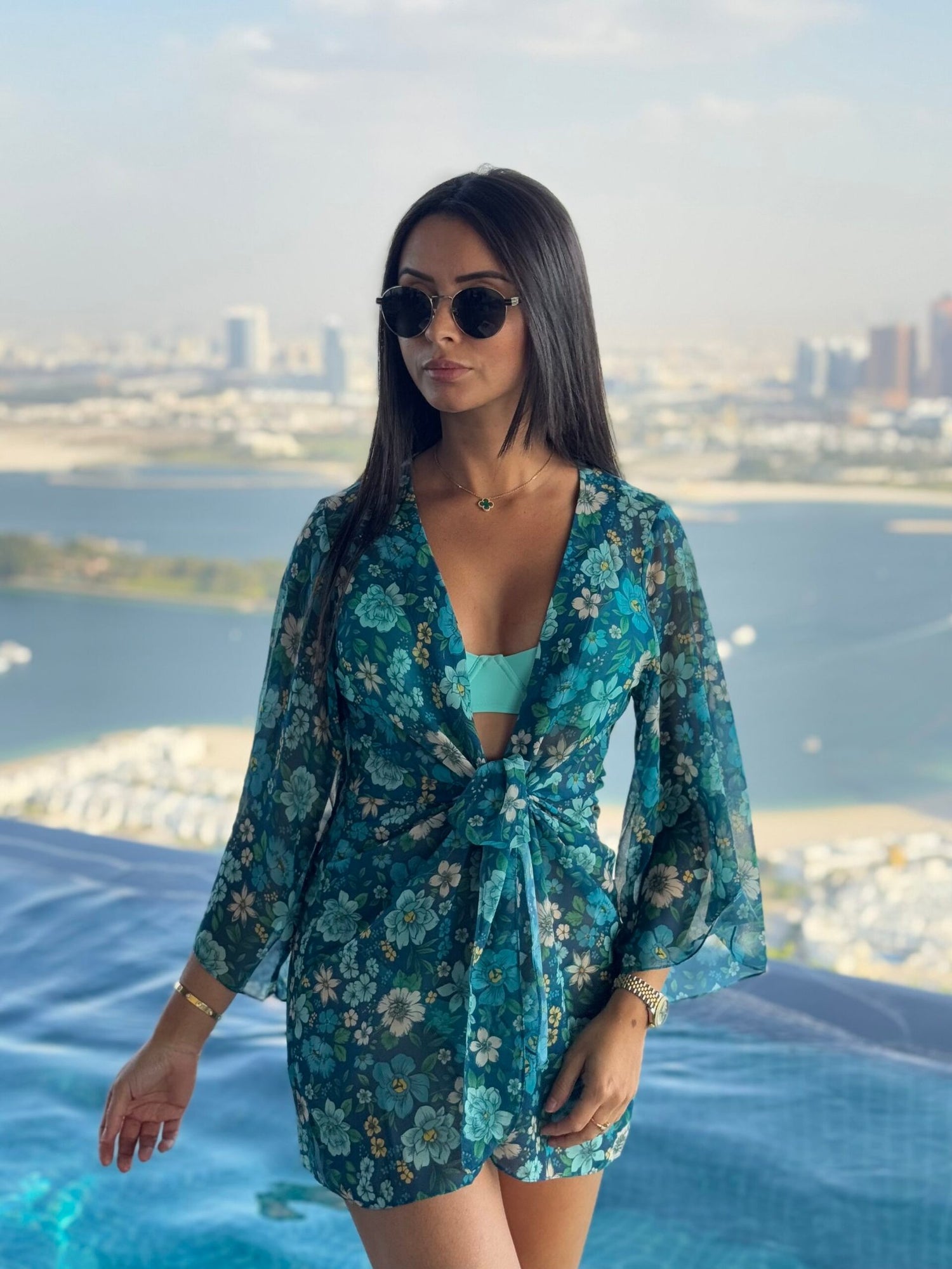 Tulum Kimono in Floral Sheer Silk Chiffon