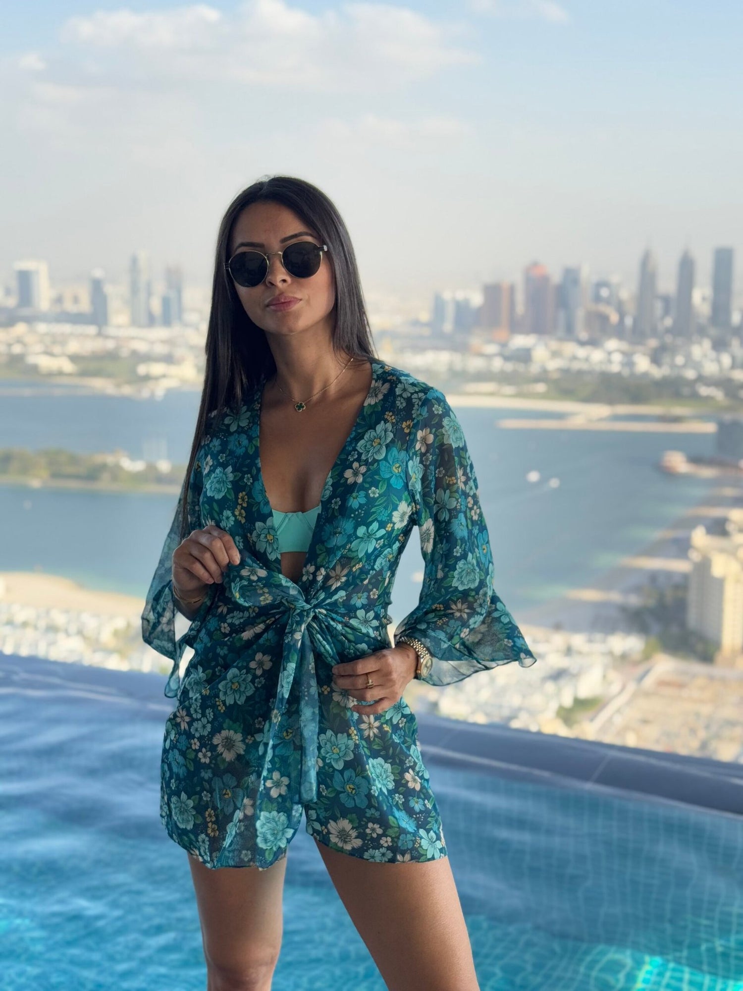 Tulum Kimono in Floral Sheer Silk Chiffon