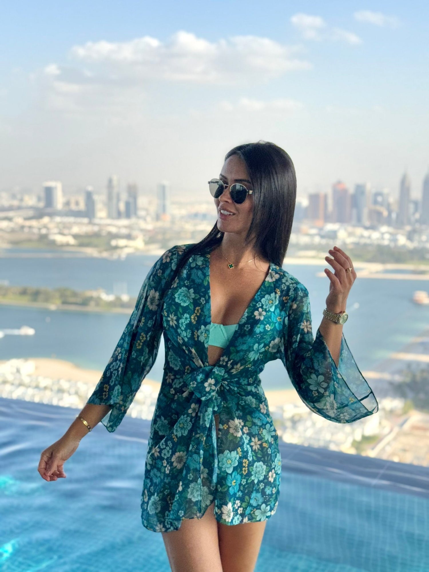 Tulum Kimono in Floral Sheer Silk Chiffon