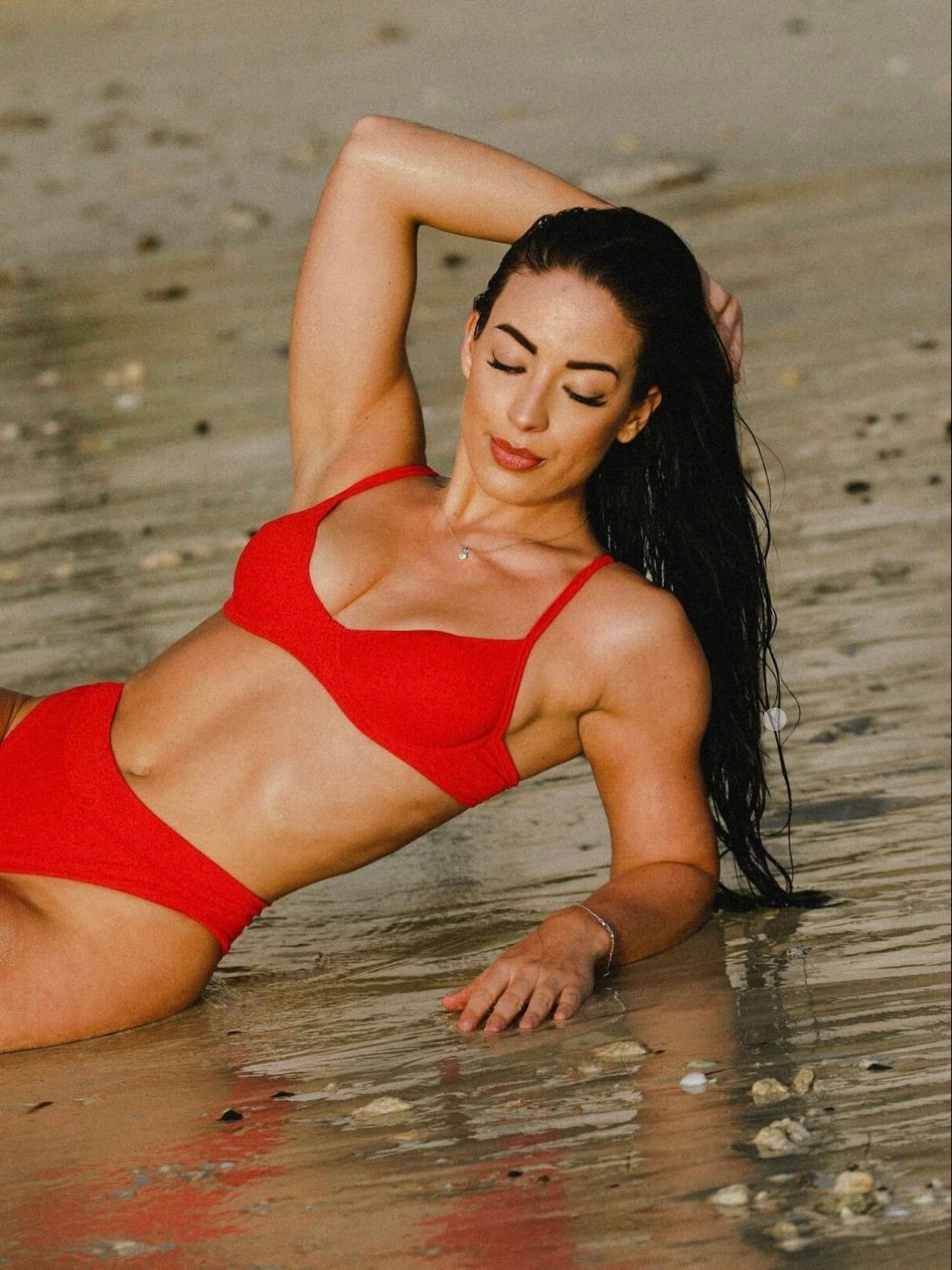 Mykonos Slim Hot Pants Bra Bikini Set in Red