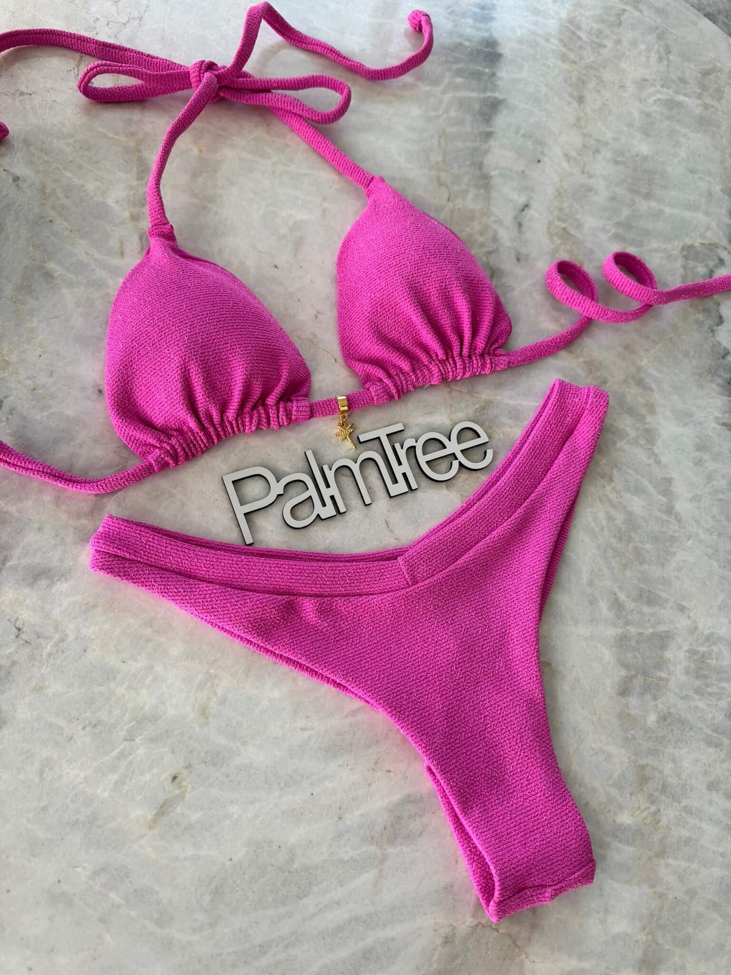 Tulum Glitter Triangle Bikini Set Glitter