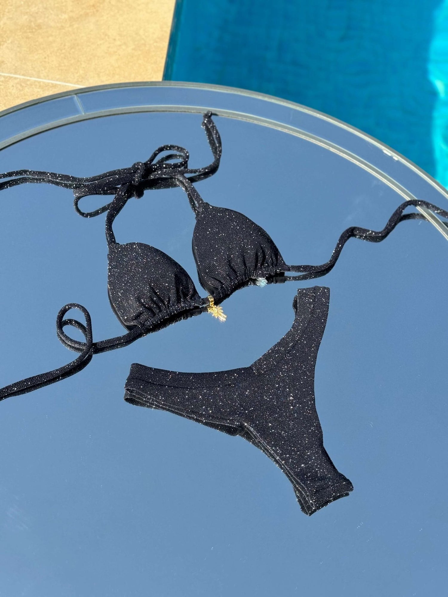 Tulum Glitter Triangle Bikini Set Glitter