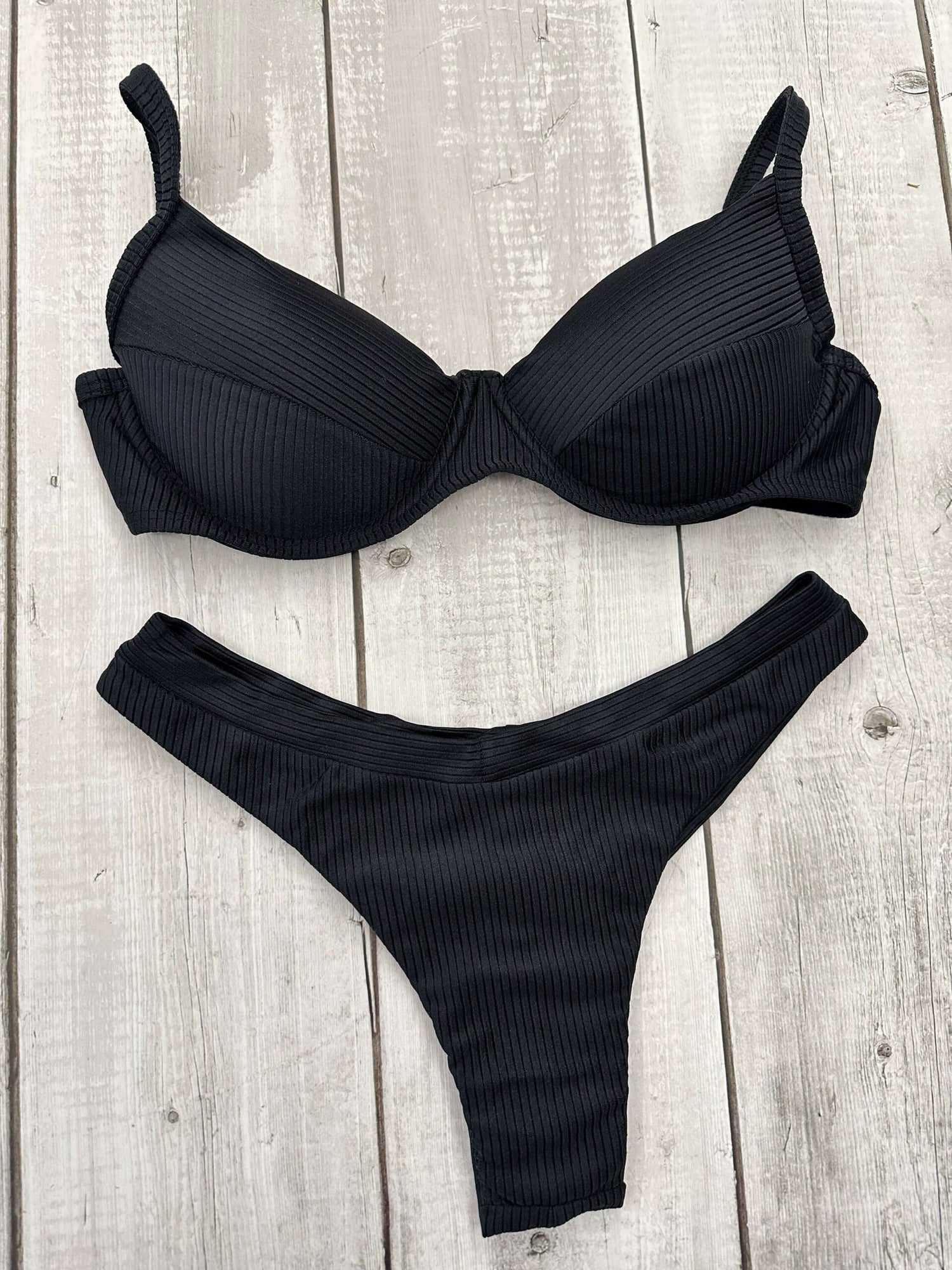 Maldives Shimmer Ribbed Underwire Bra Bikini Set