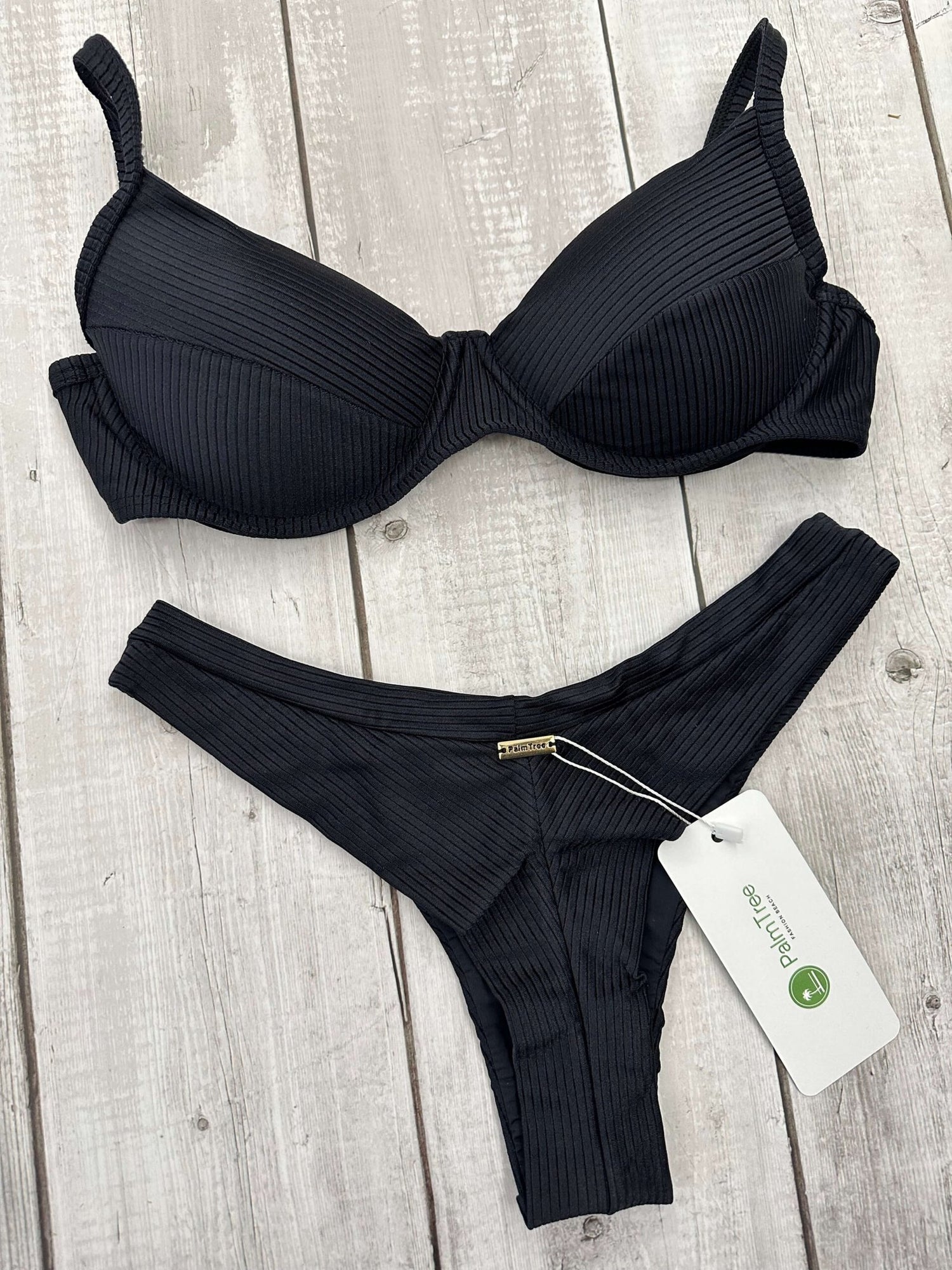 Maldives Shimmer Ribbed Underwire Bra Bikini Set