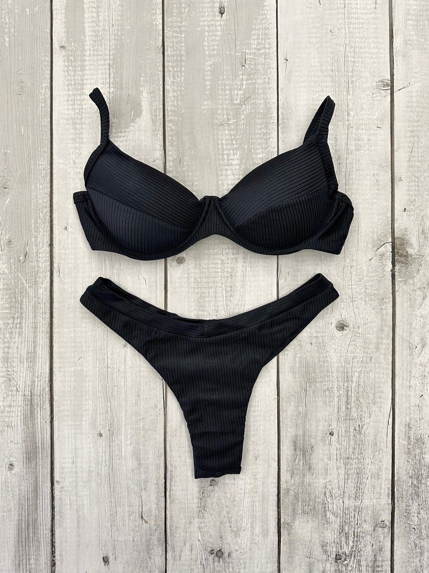Maldives Shimmer Ribbed Underwire Bra Bikini Set