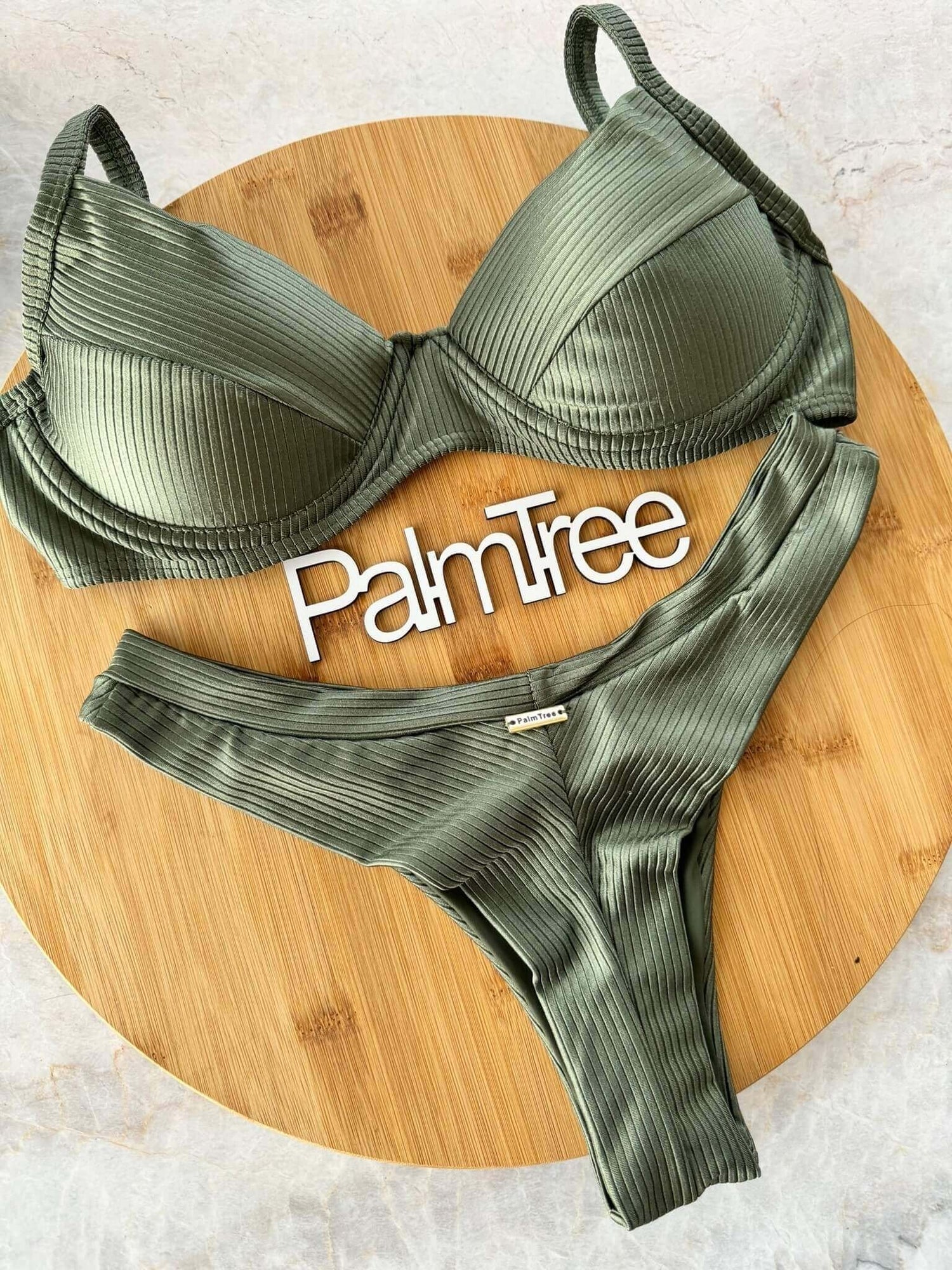 Maldives Shimmer Ribbed Underwire Bra Bikini Set