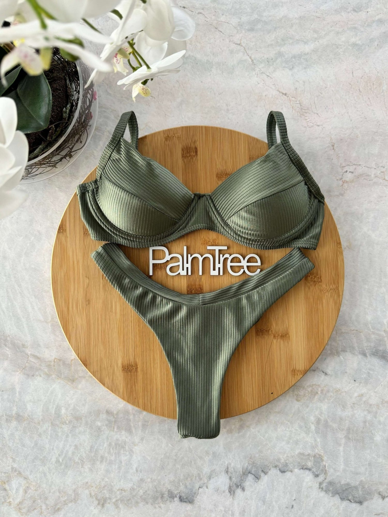 Maldives Shimmer Ribbed Underwire Bra Bikini Set