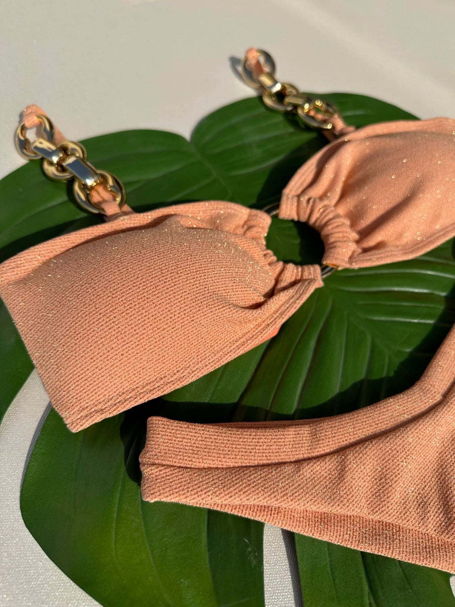 Amalfi Papaya Glitter Bandeau Bikini Set