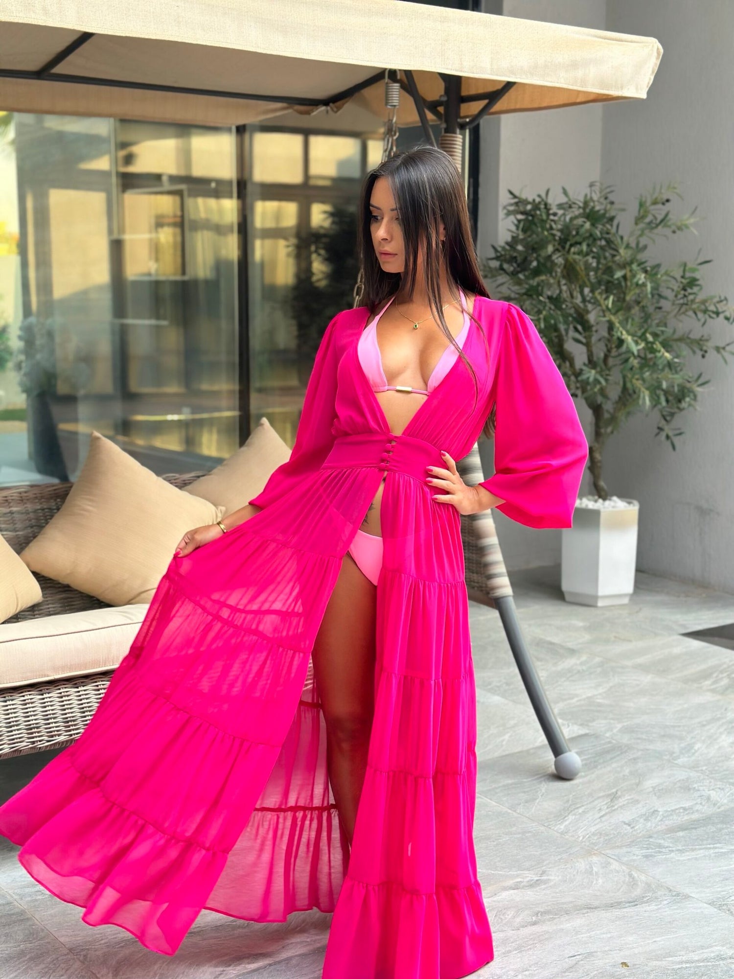 Monaco Beach Dress Sheer Silk Chiffon