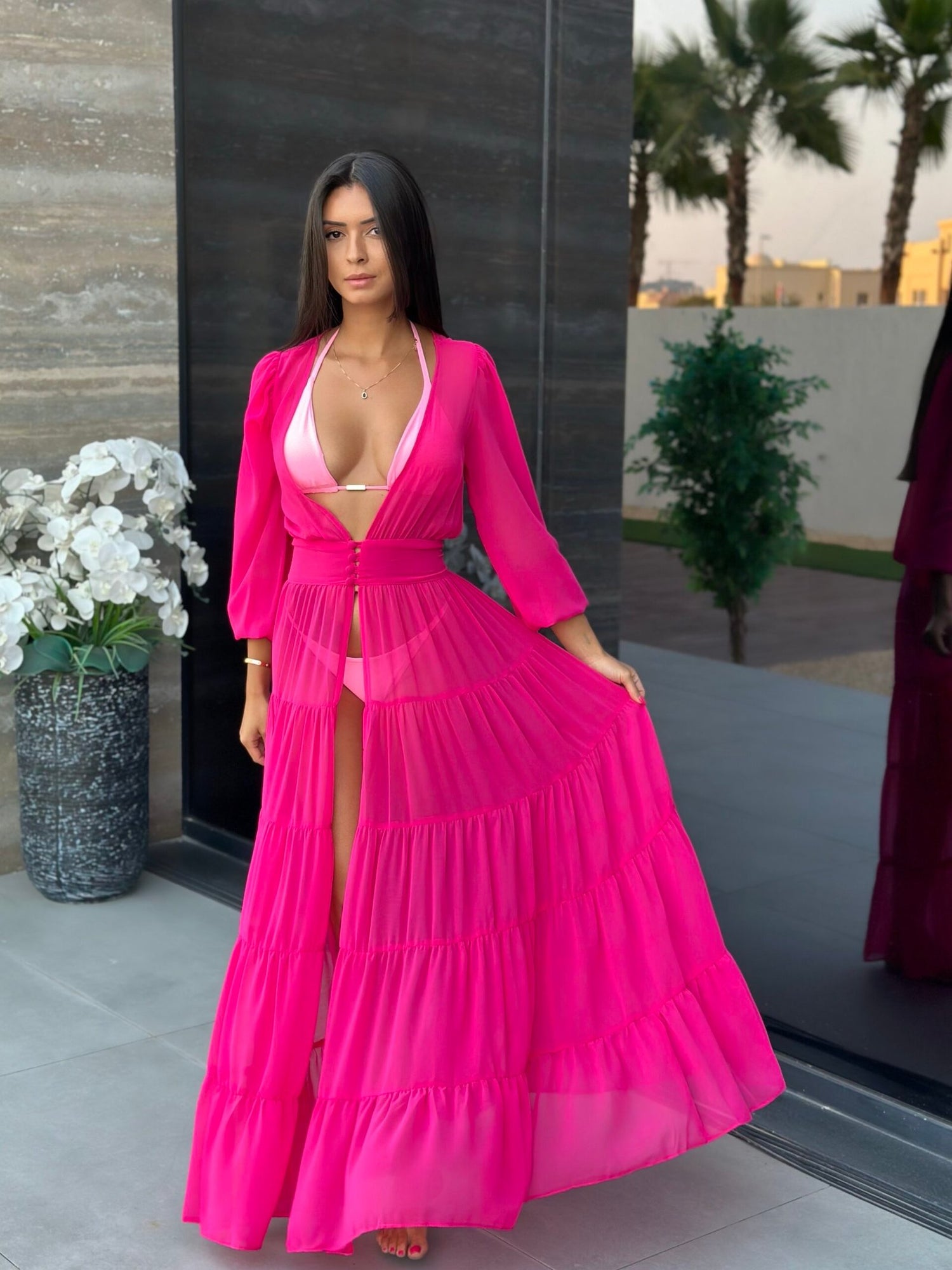 Monaco Beach Dress Sheer Silk Chiffon