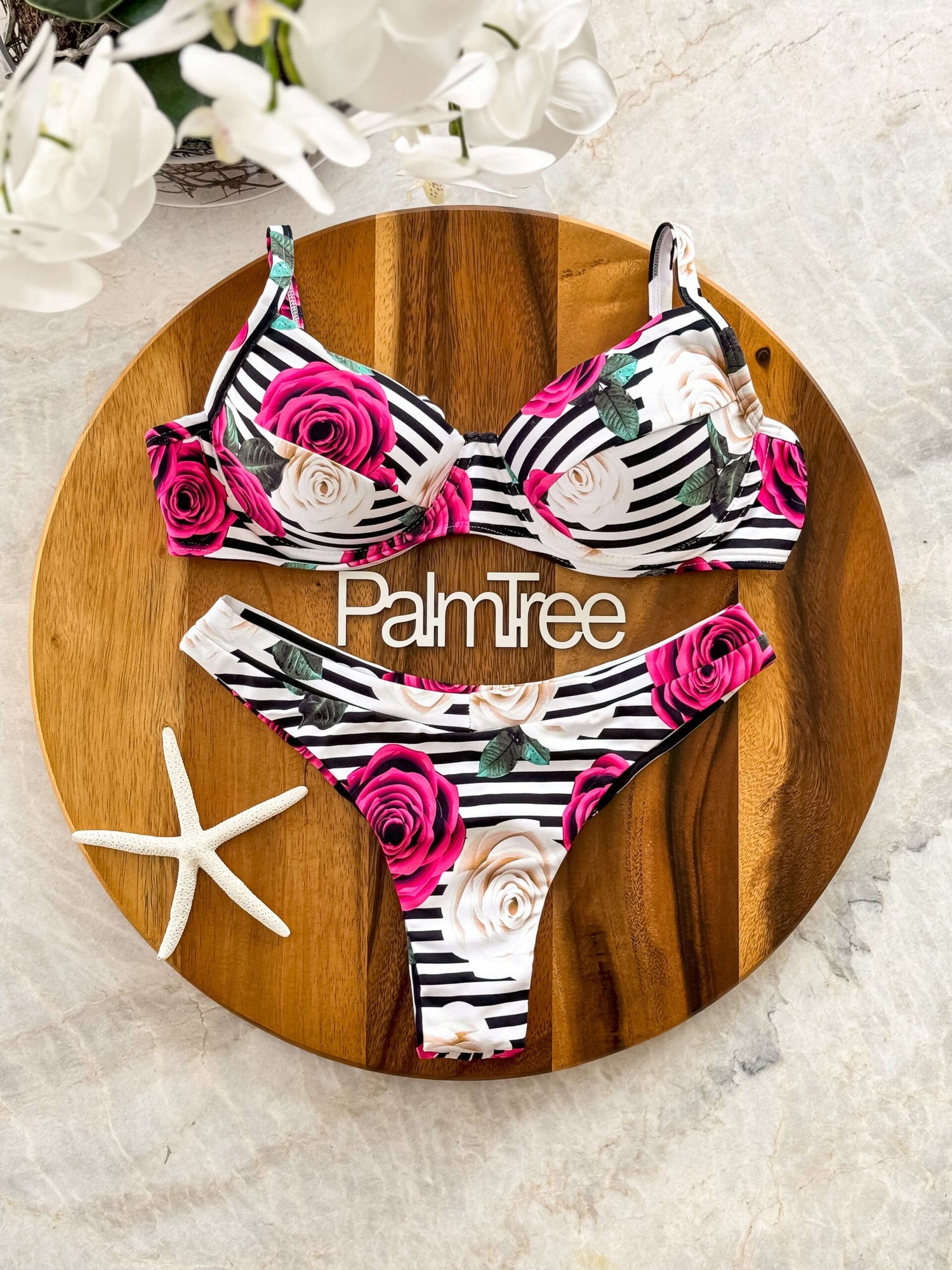 Maldives Roses Print Underwire Bra Bikini Set