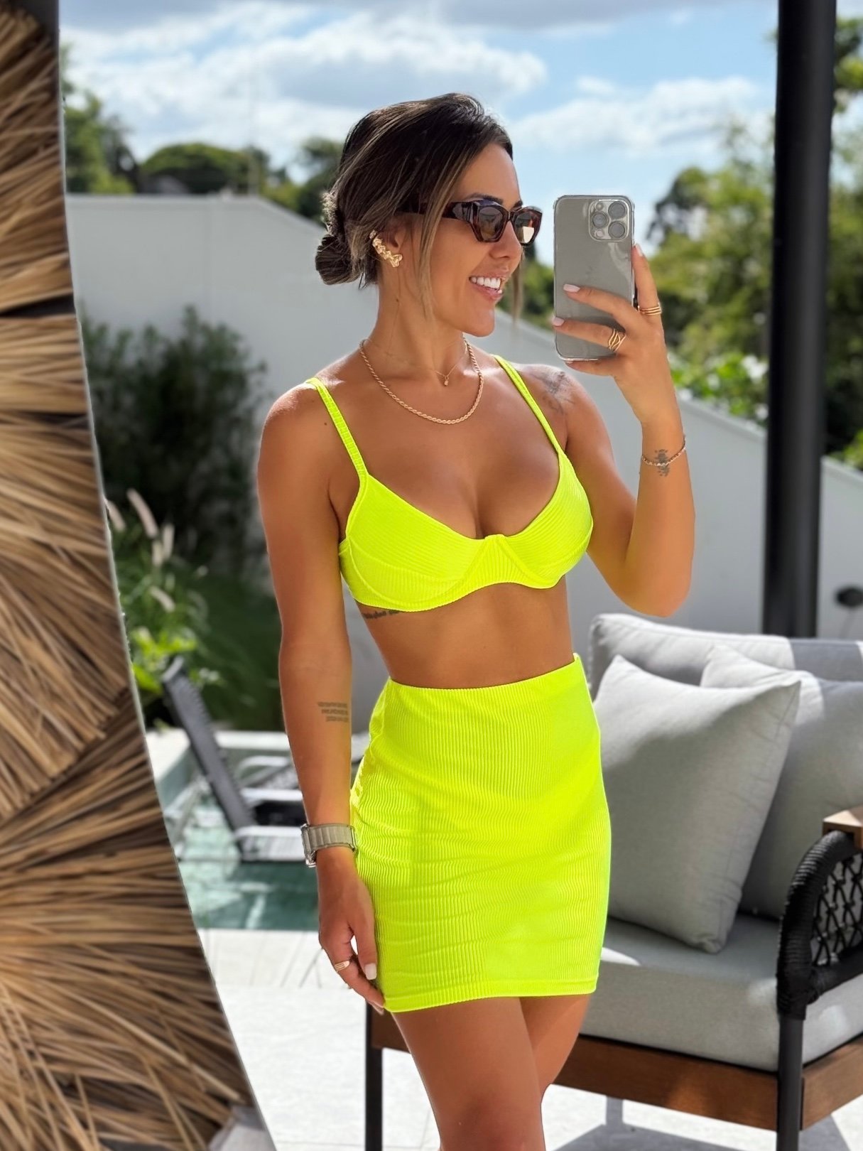 Maldives Shimmer Ribbed Mini Skirt