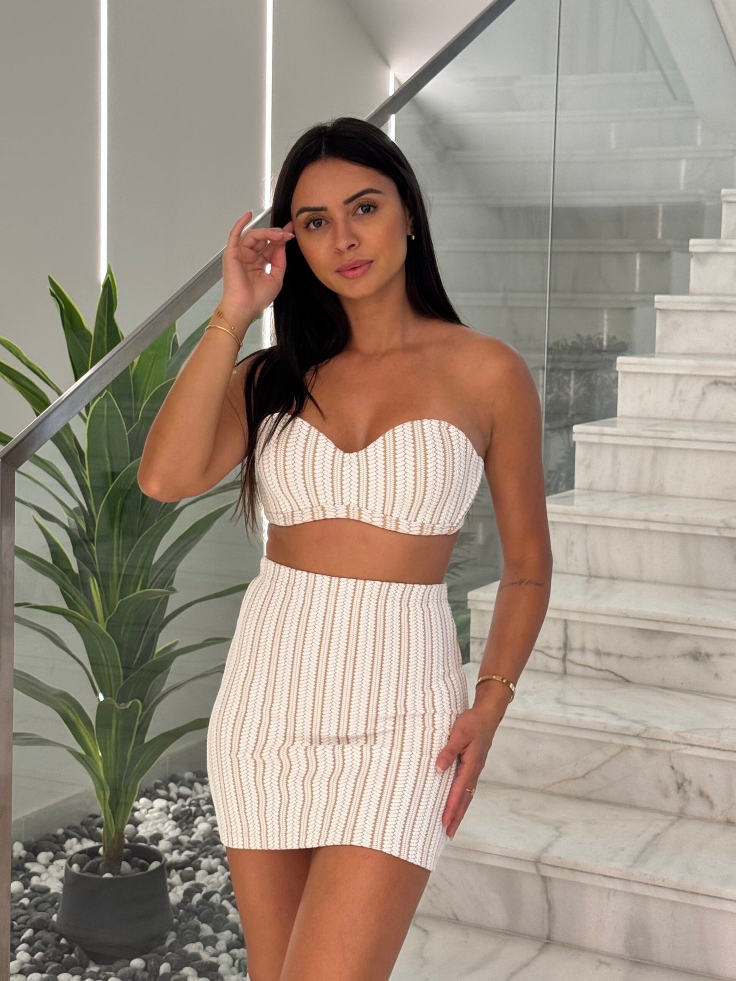 Maldives Striped Crochet Mini Skirt