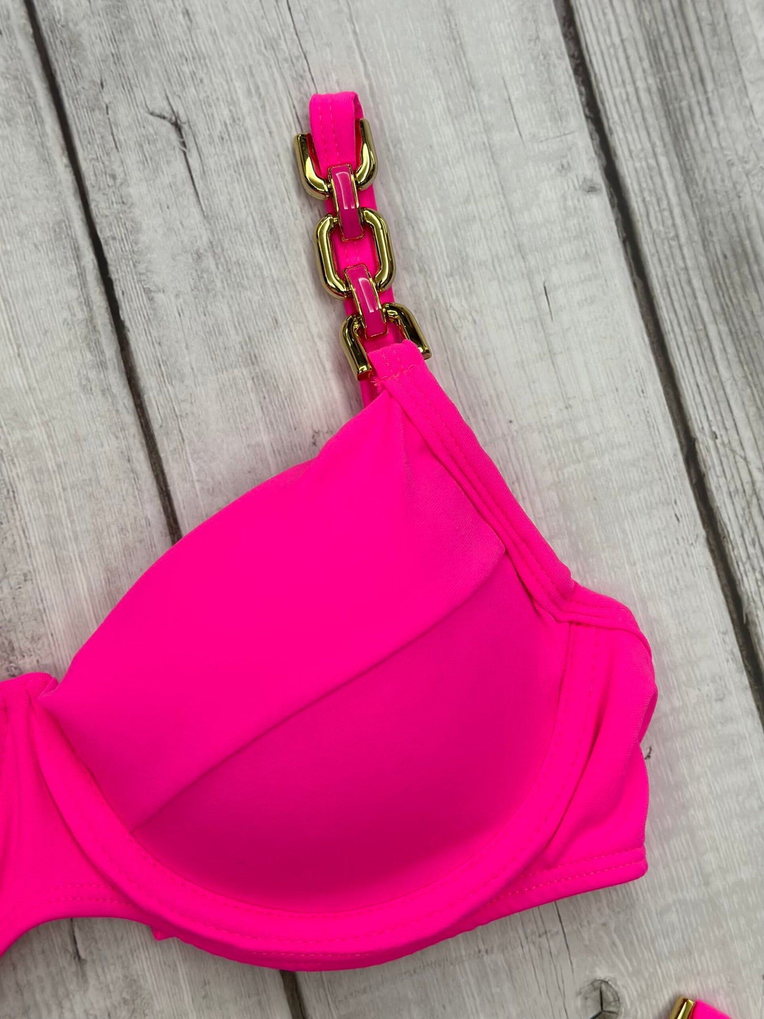 Marbella Lux Neon Chain Underwire Bra Bikini Set